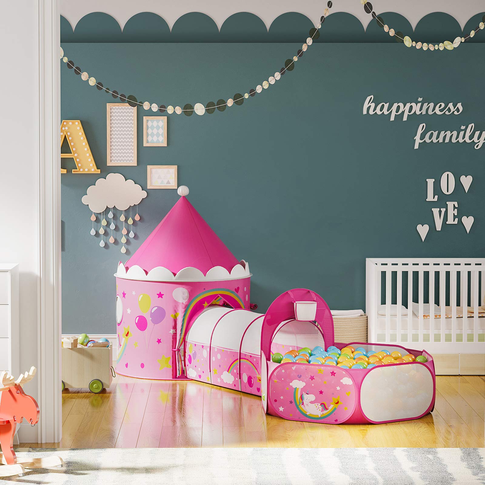 songmics-spielzelt-lpt701p01-3-in-1-pop-up-mit-tunnel-und-b-llebad-pink-einhorn image 3