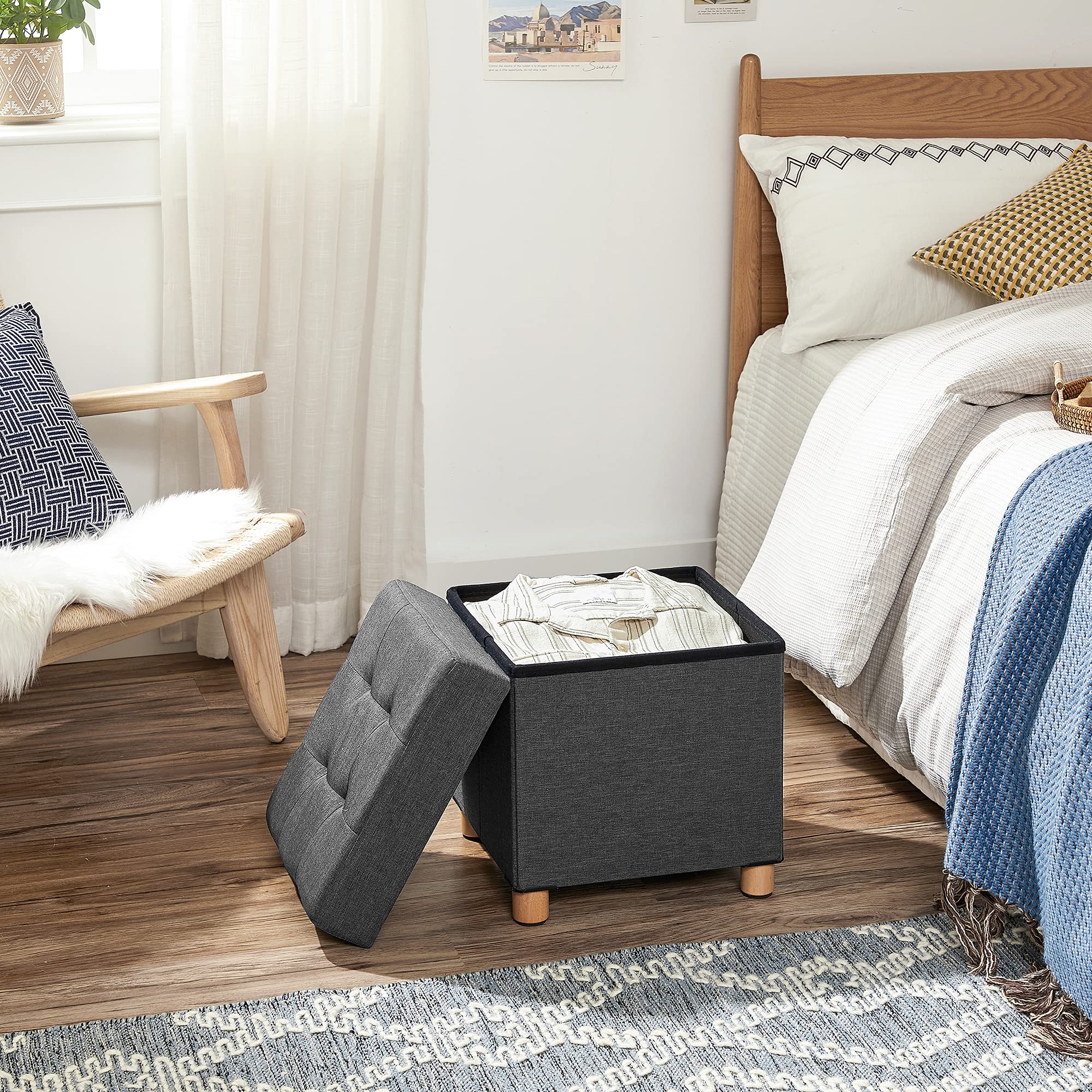 songmics-sitzhocker-mit-stauraum-lsf14gyz-38-x-38-cm-schiefergrau-bis-300-kg image 4