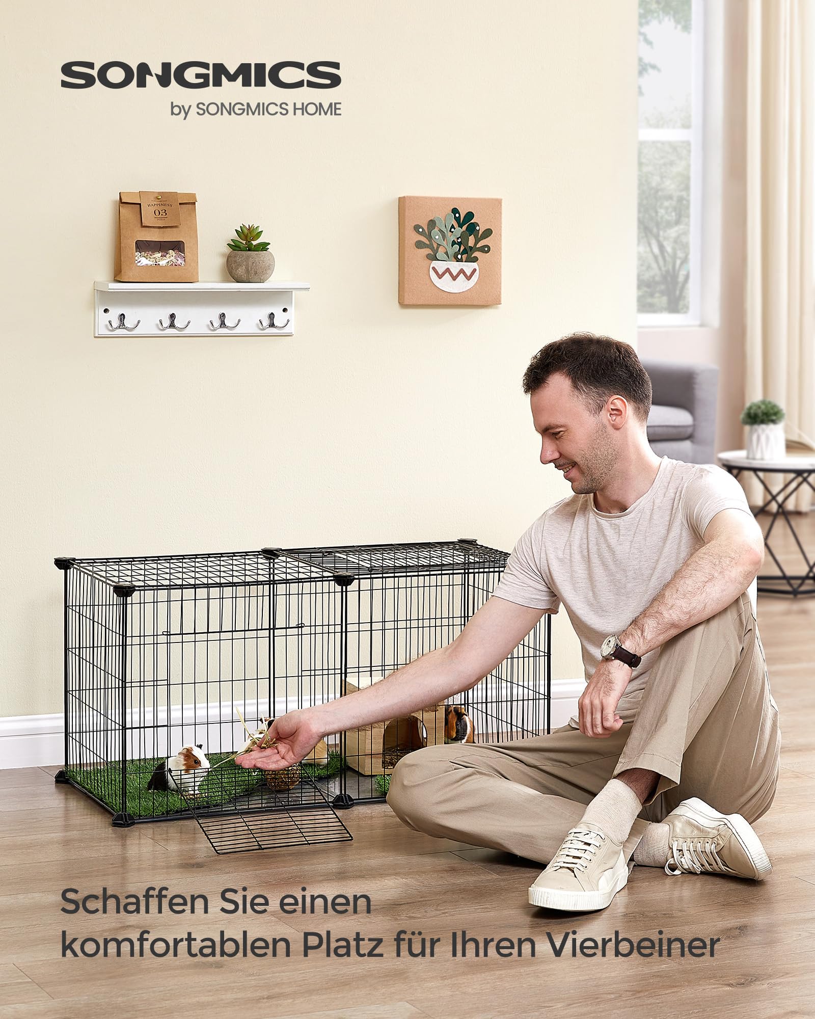 songmics-kleintierk-fig-l-laufstall-82-x-41-x-41-cm-mit-dach-und-boden-schwarz-l image 2