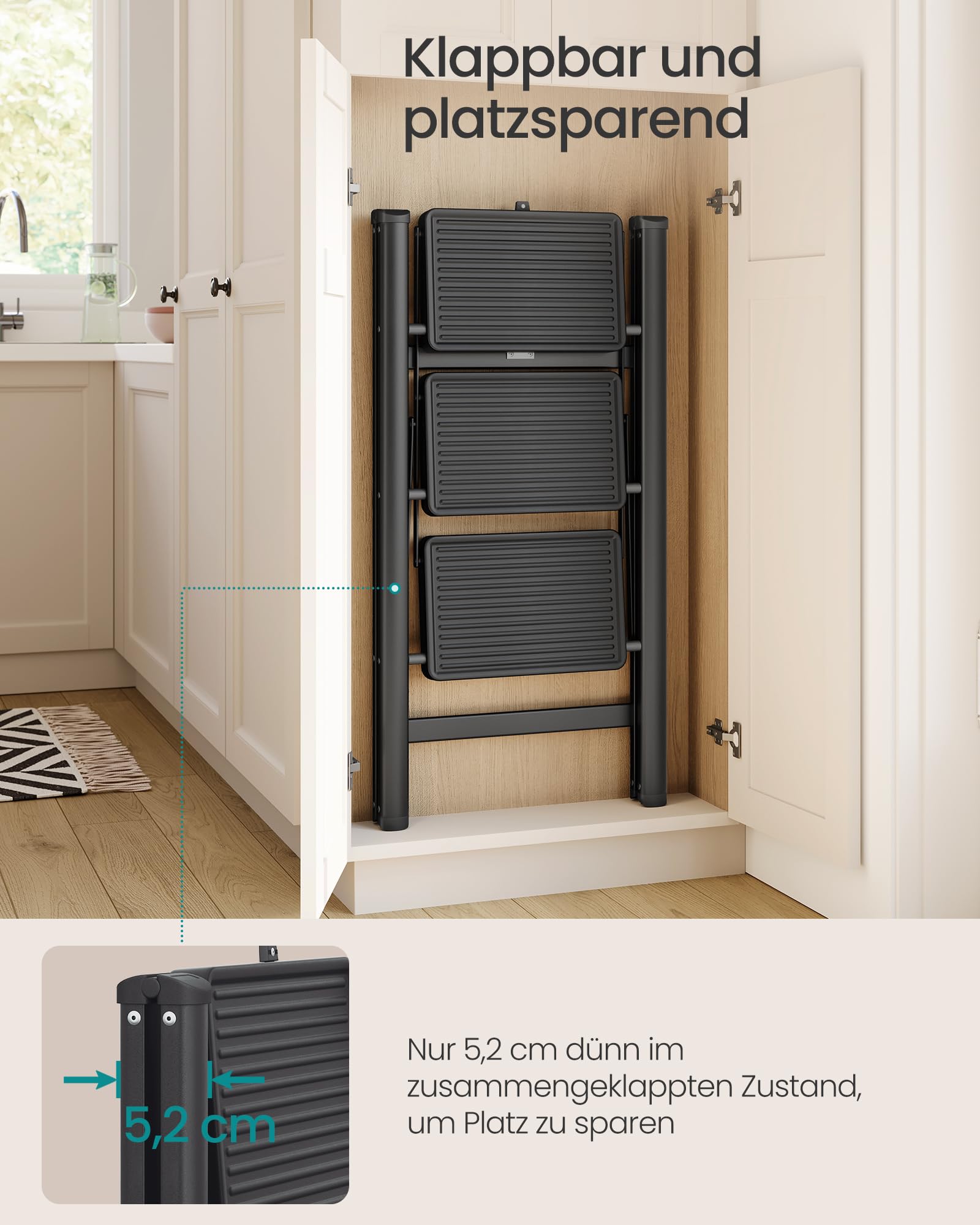 songmics-trittleiter-klappbar-3-stufen-stahl-schwarz-150-kg-gsl103bz01 image 5