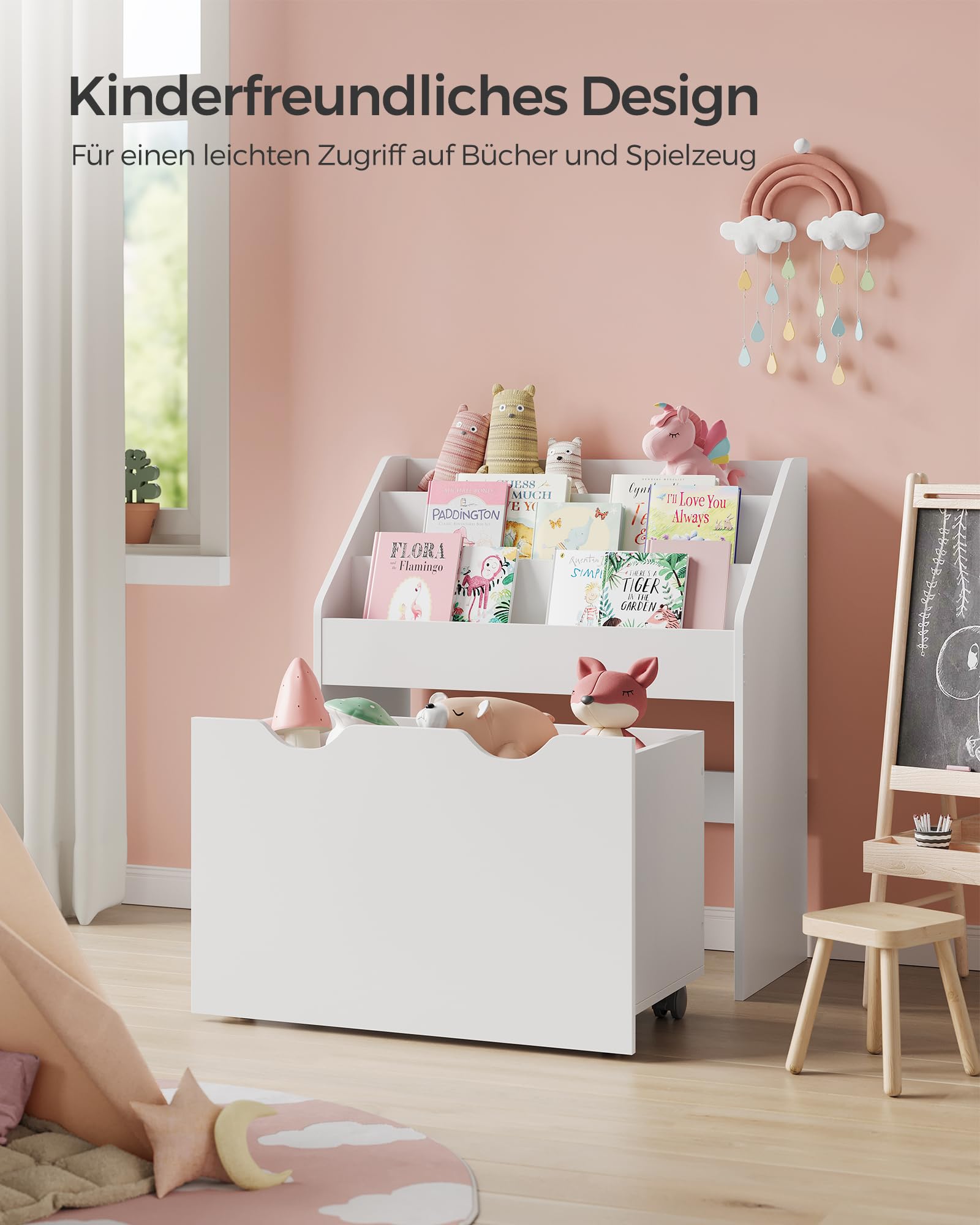 songmics-gkr041w10-kinderregal-b-cherregal-3-ebenen-mit-rollbox image 4