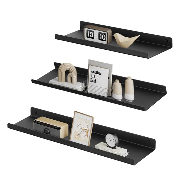 songmics-custos-wandregal-metall-3er-set-schwarz image 1