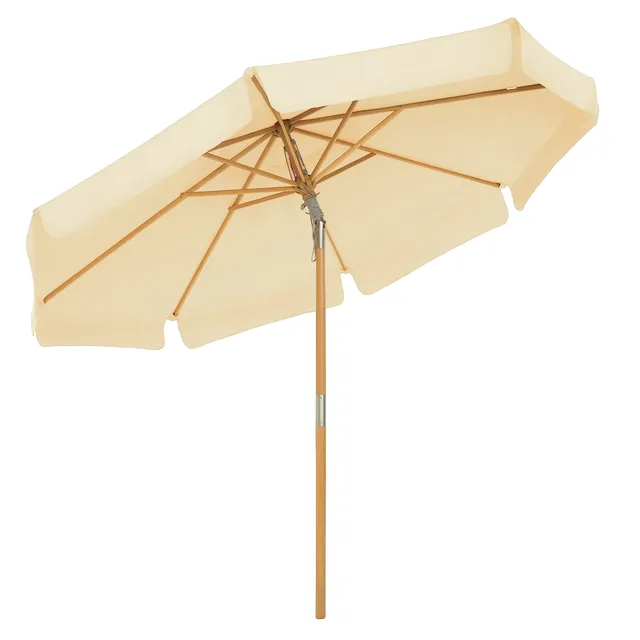 songmics-sonnenschirm-300-cm-gpu32be-holz-gartenschirm-achteckig-beige image 1