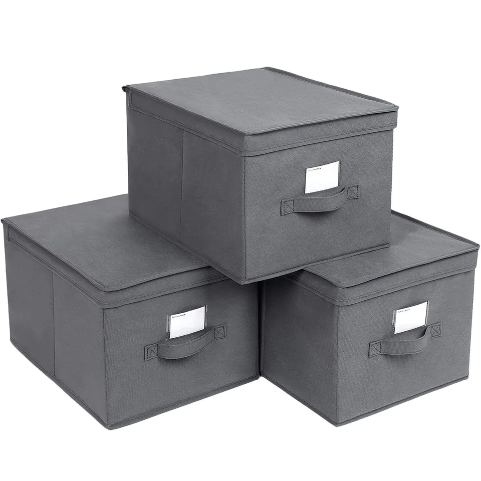 songmics-aufbewahrungsbox-rfb03g-3er-set-faltbox-mit-deckel-40-x-30-x-25-cm-grau image 1