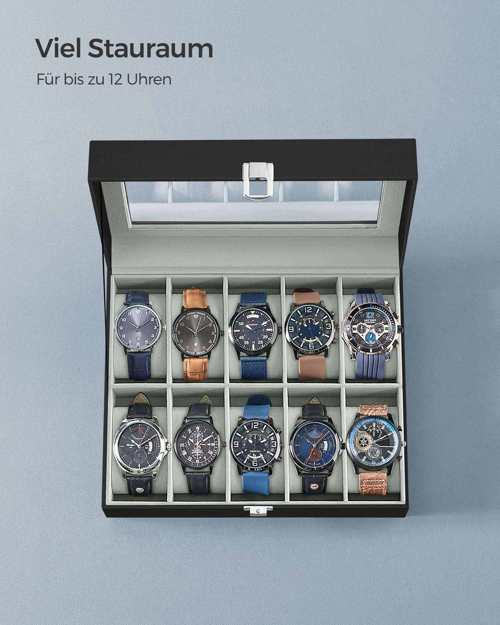 songmics-uhrenbox-mit-10-f-chern-jwb010bk-uhrenkasten-schwarz-aus-pu-mit-glasdec image 5