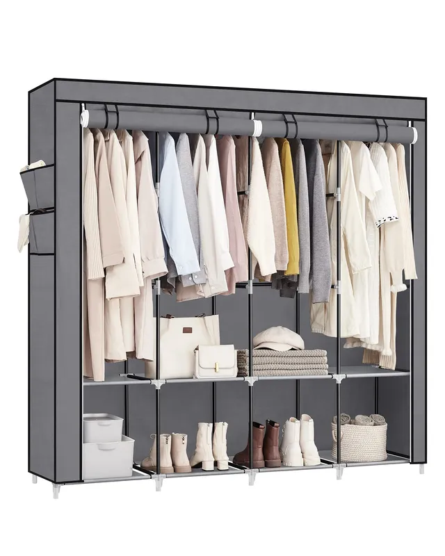 songmics-stoffschrank-ryg094g02-45-x-170-x-167-cm-grau-4-h-ngef-cher-mit-ablagen image 1