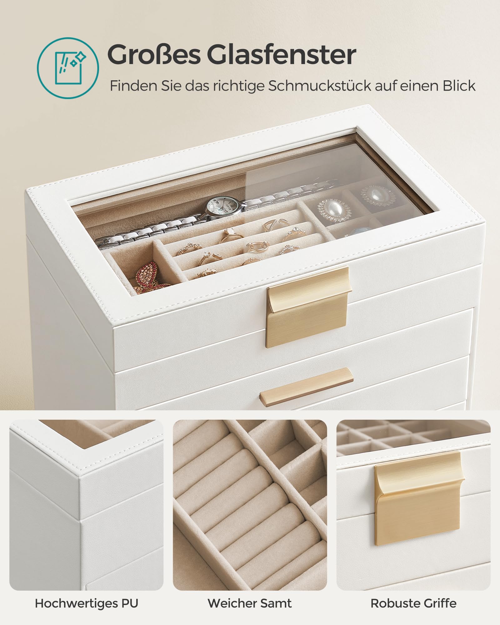 songmics-gisella-schmuckk-stchen-6-ebenen-glasdeckel-wolkenwei-golden-jbc171w01 image 4