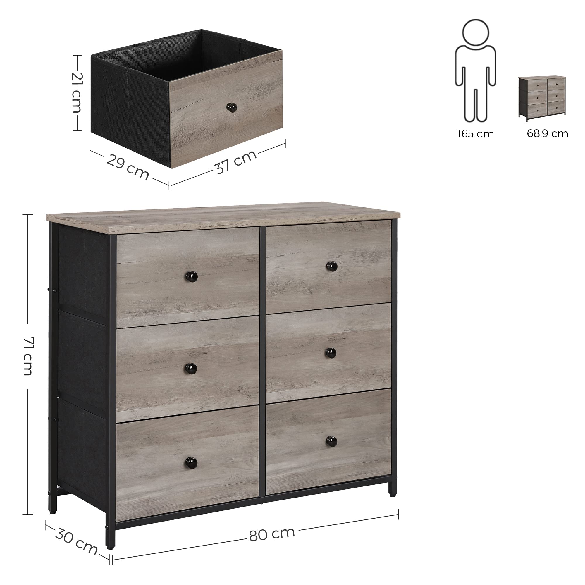 songmics-kommode-6-stoffschubladen-mdf-front-greige-schwarz image 3