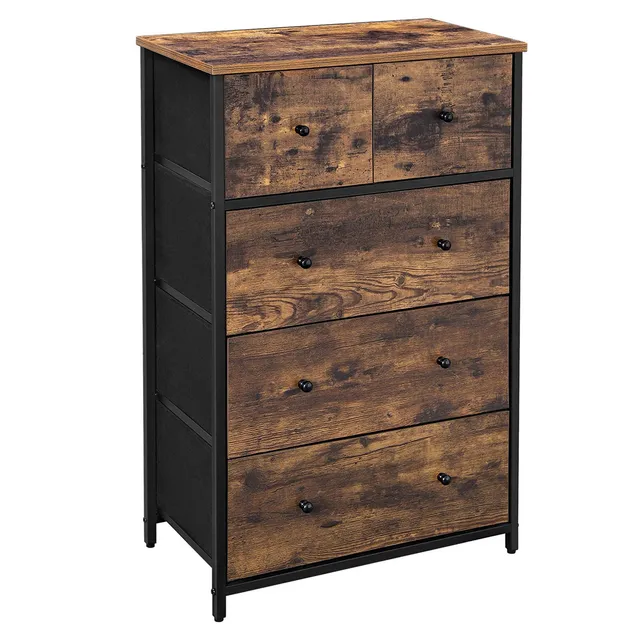 songmics-bellah-kommode-lgs045kd01-mit-5-stoffschubladen-vintagebraun-klassiksch image 1