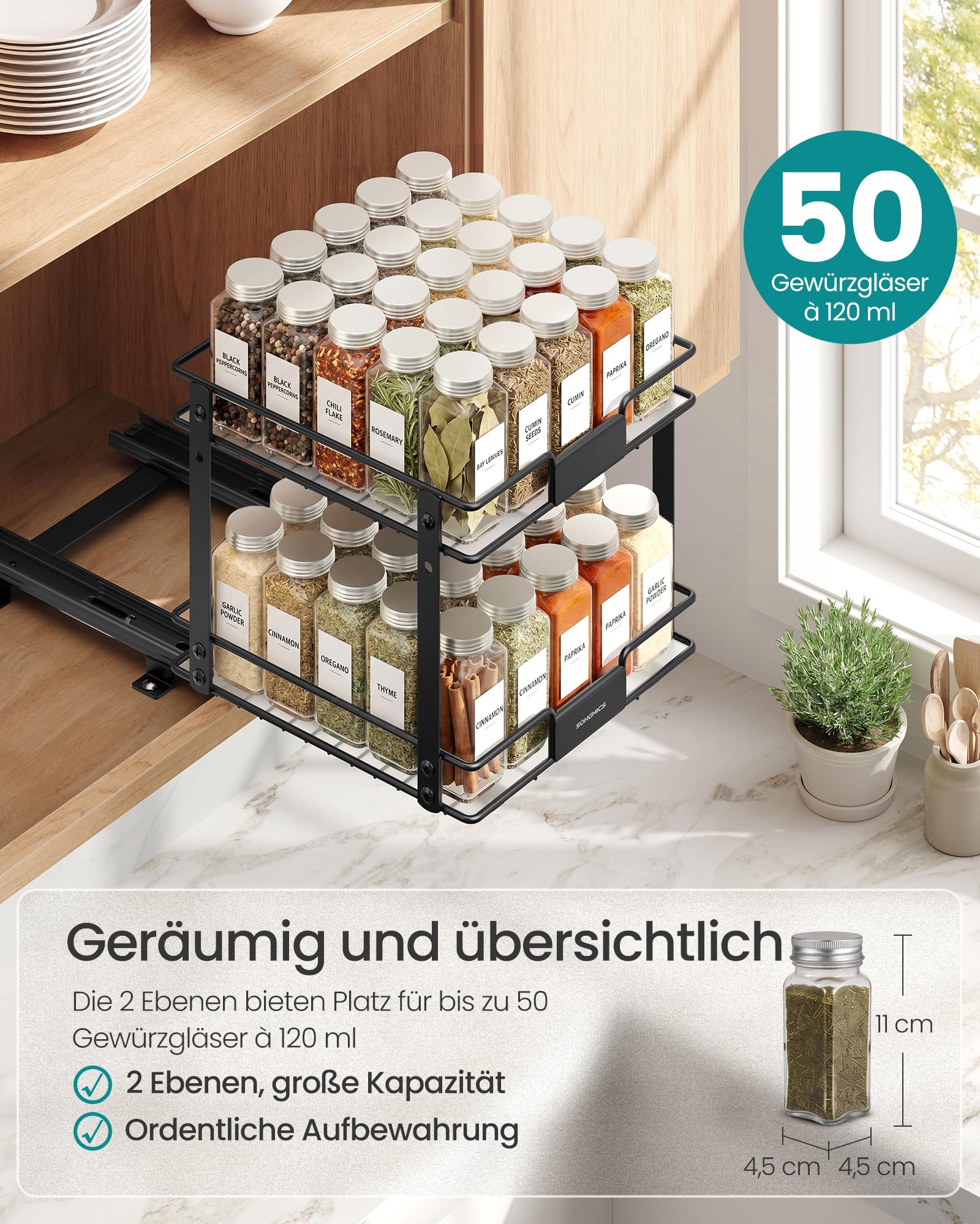 songmics-gew-rzregal-ausziehbar-2-etagen-schrankauszug-aus-stahl-schwarz image 3