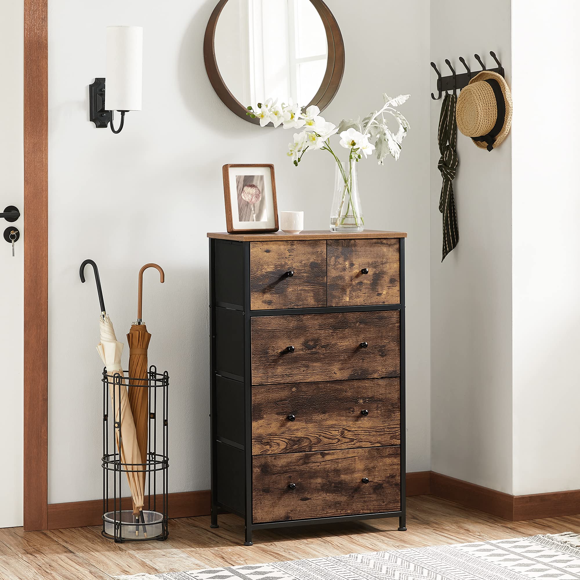 songmics-bellah-kommode-lgs045kd01-mit-5-stoffschubladen-vintagebraun-klassiksch image 6