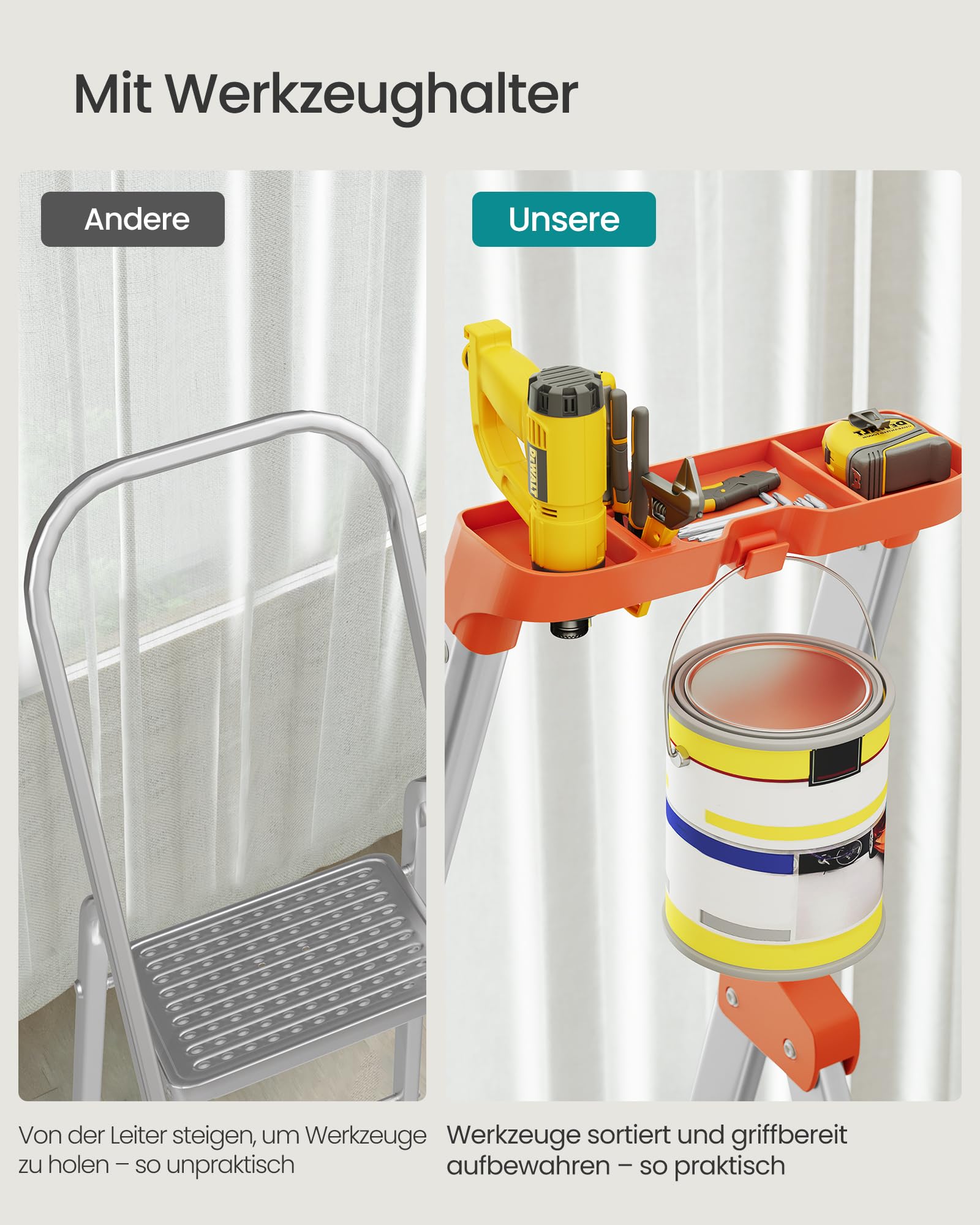 songmics-leiter-5-stufen-glt05bk-alu-schwarz-orange-150-kg image 4