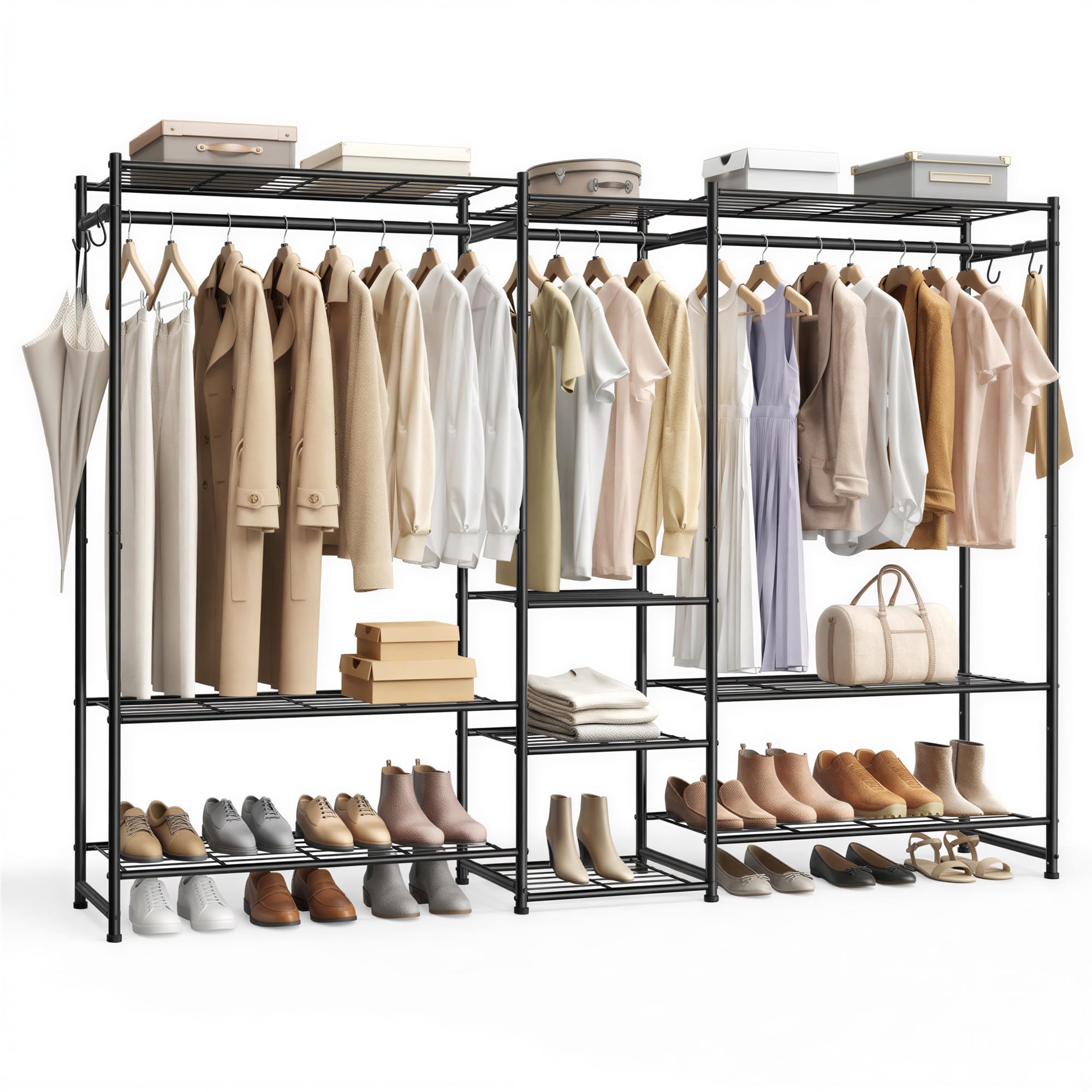 songmics-kleiderst-nder-offener-kleiderschrank-lgr010bz01-schwarz-mit-7-ablagen image 6