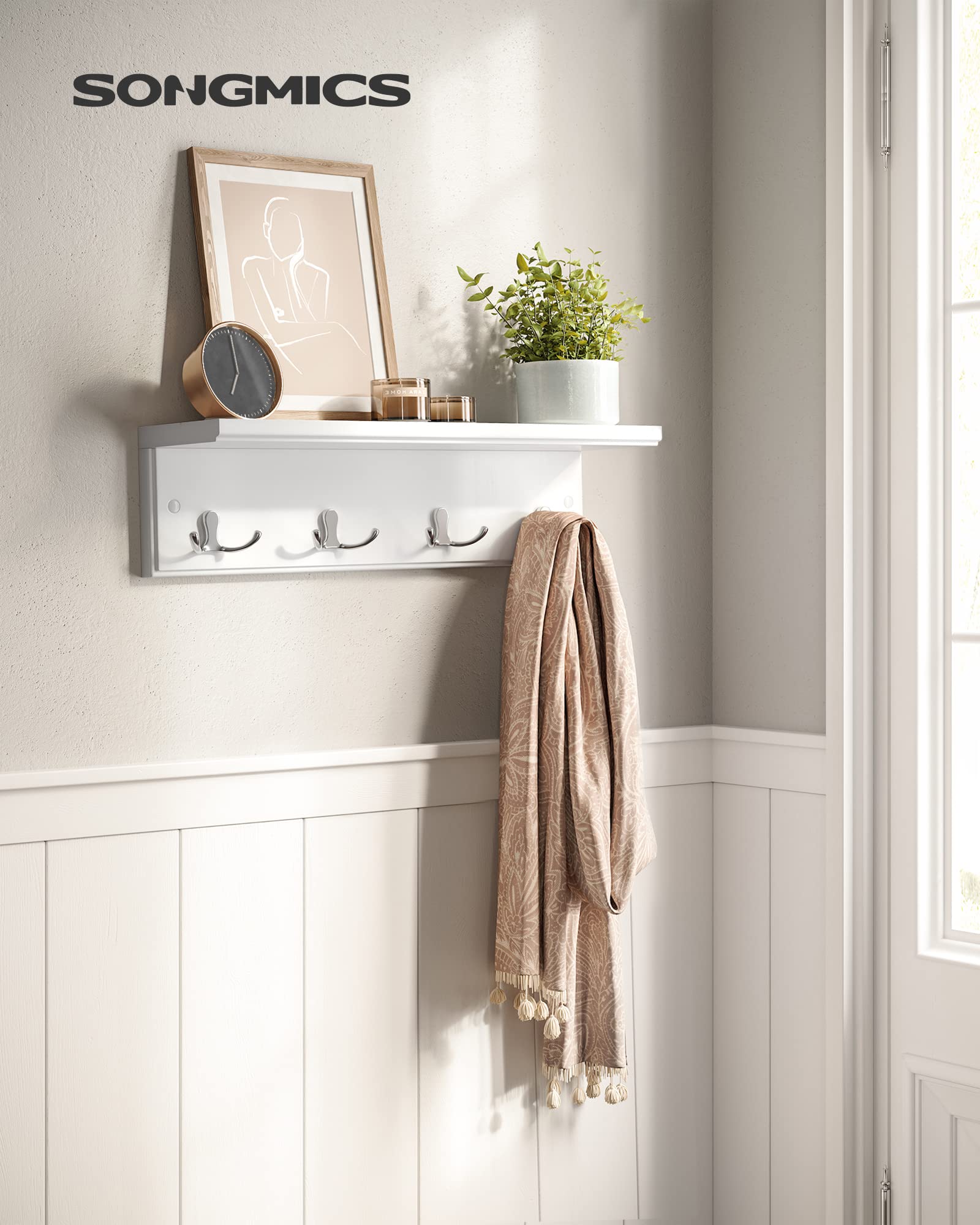 songmics-lhr42wt-wandgarderobe-mit-ablage-wei-4-doppelhaken image 6
