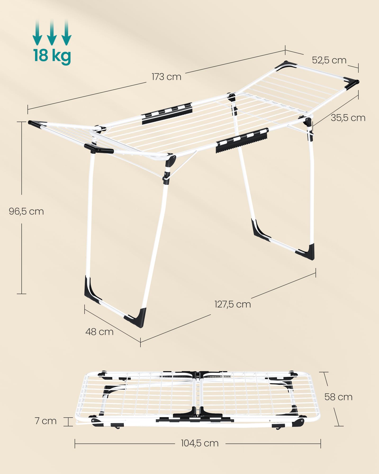 songmics-fl-gelw-schest-nder-standtrockner-52-5-x-173-x-96-5-cm-wei-llr518w01 image 5