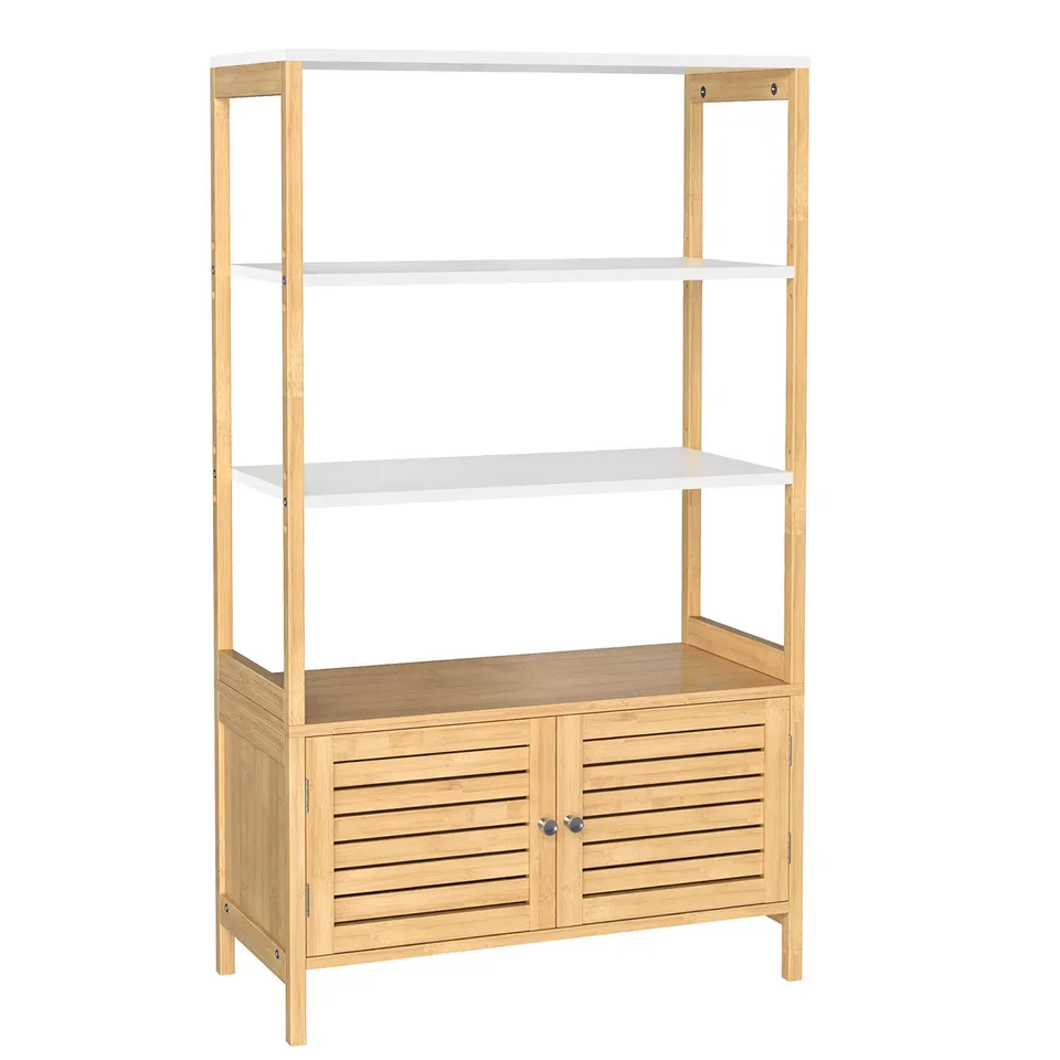 songmics-badezimmerschrank-bcb010n01-hoch-70-x-30-x-120-cm-bambus-wei-holzfarbe image 1