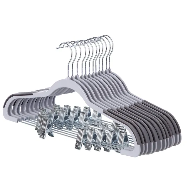 songmics-hosenb-gel-12er-set-crp01g-12-kunststoff-kleiderb-gel-mit-clips-grau image 1