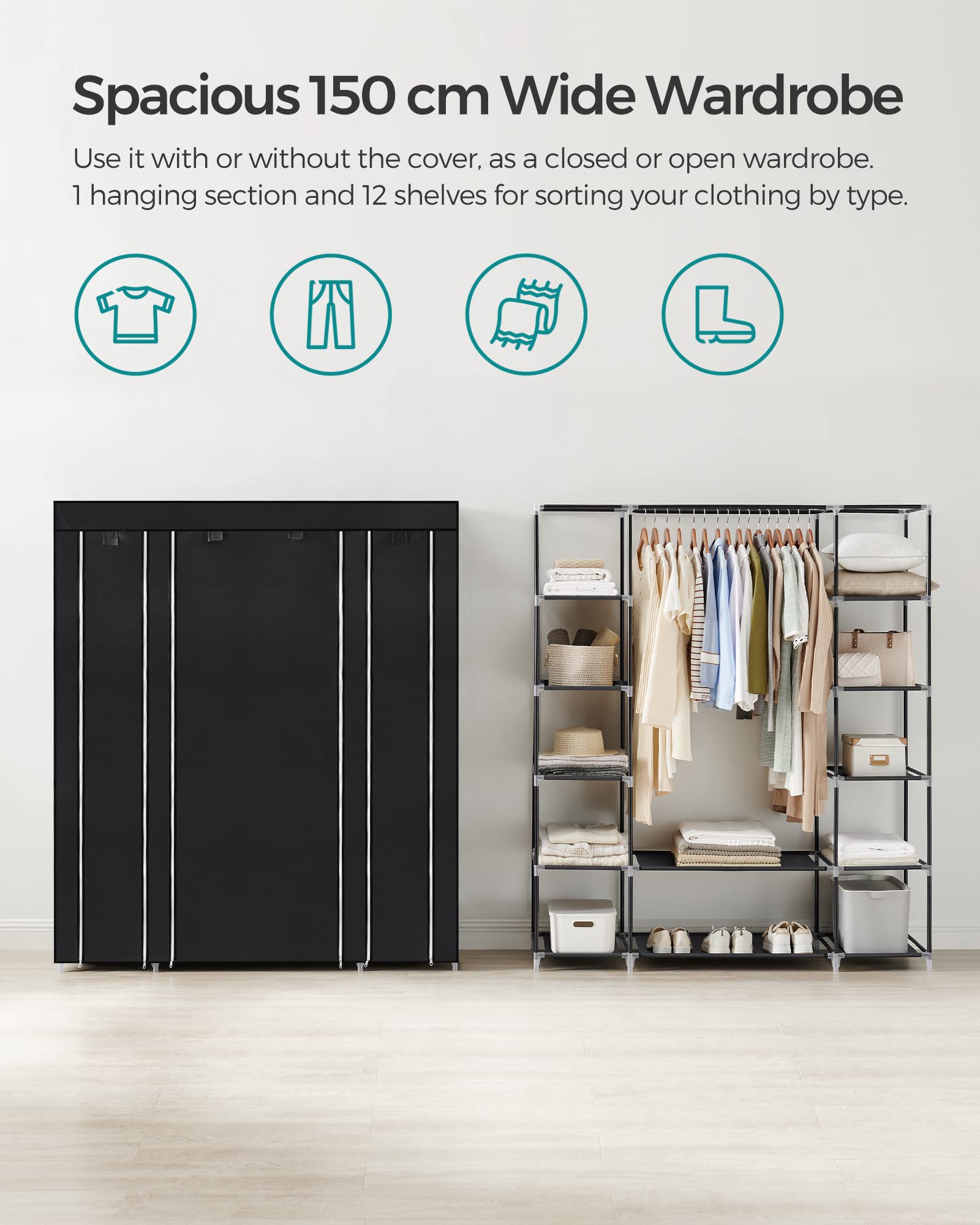 songmics-kleiderschrank-stoffschrank-lsf03h-150-x-45-x-175-cm-schwarz image 3