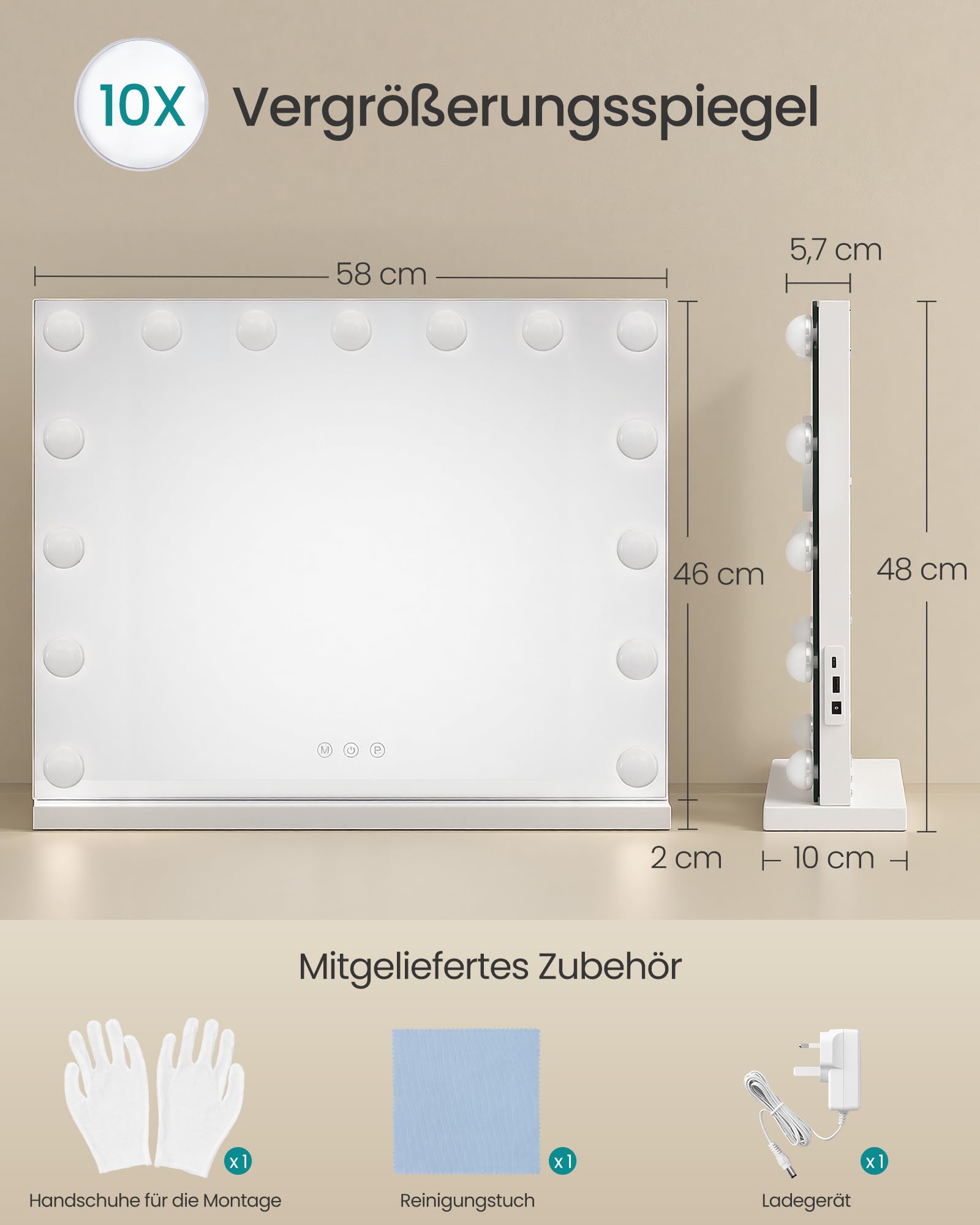 songmics-hollywood-schminkspiegel-mit-beleuchtung-15-leds-dimmbar image 5
