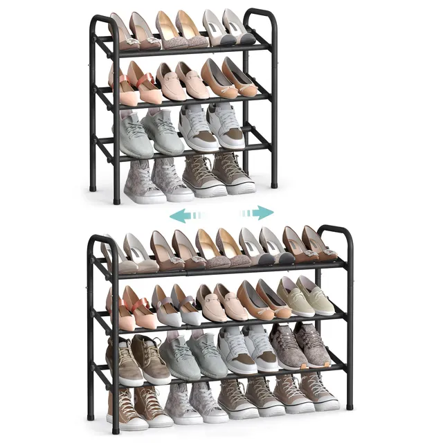 songmics-schuhregal-3-ebenen-ausziehbar-58-83-cm-tintenschwarz-lmr039b01 image 1