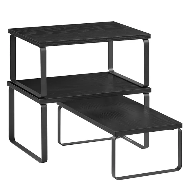 songmics-gew-rzregal-3er-set-k-chen-organizer-stapelbar-anthrazitgrau-mattschwar image 1