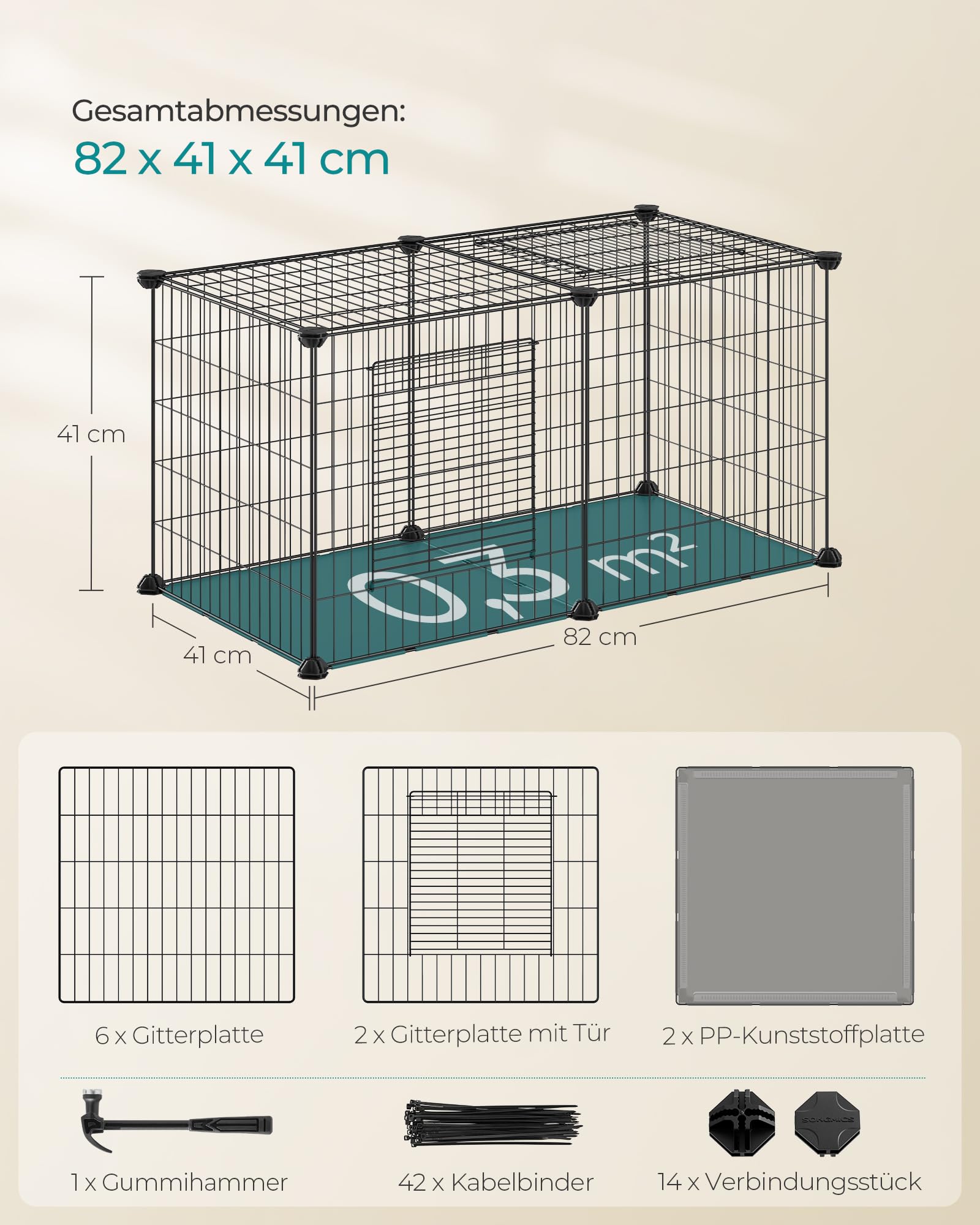 songmics-kleintierk-fig-l-laufstall-82-x-41-x-41-cm-mit-dach-und-boden-schwarz-l image 6