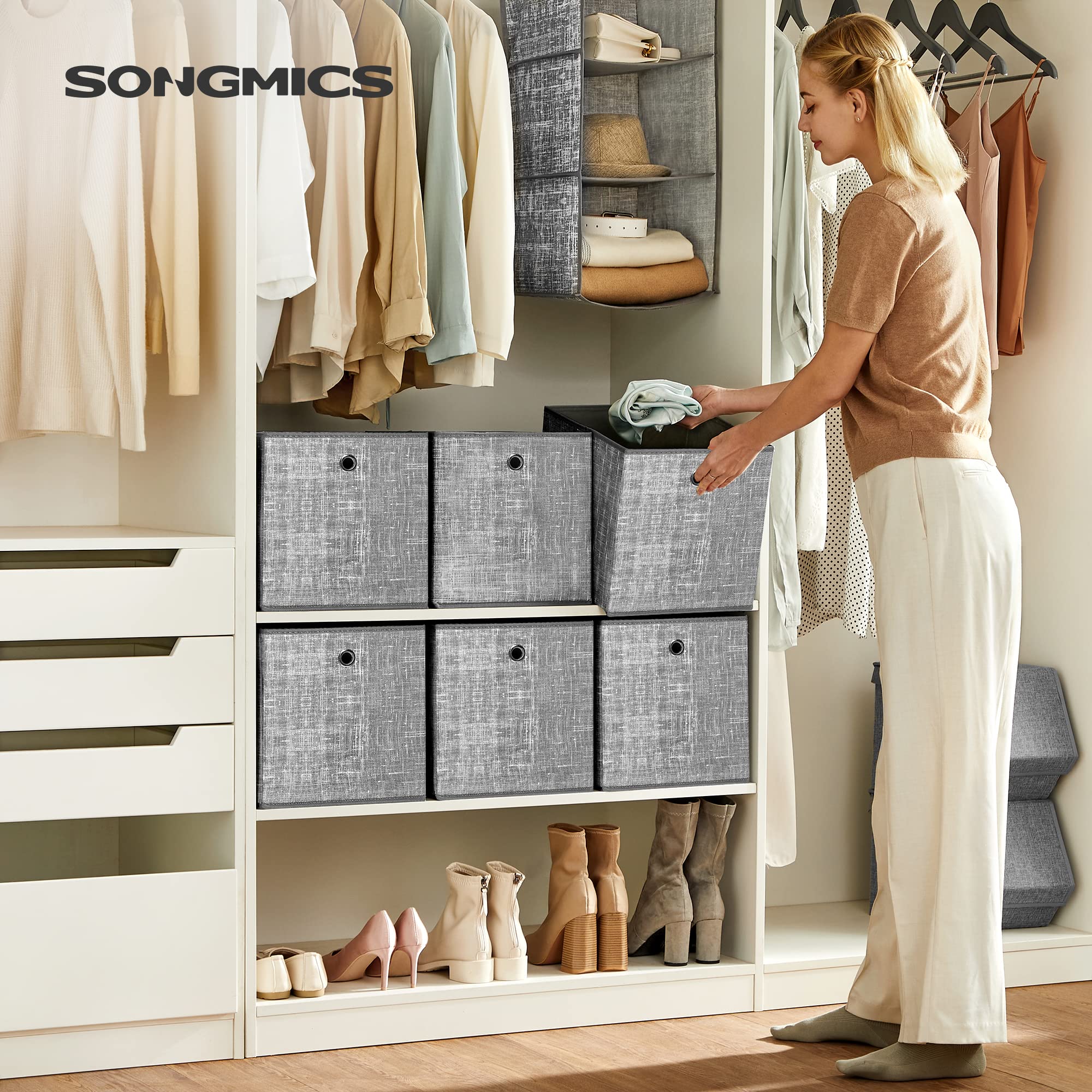 songmics-rfb02lg-3-aufbewahrungsbox-30x30x30-cm-6er-set-grau-meliert image 2