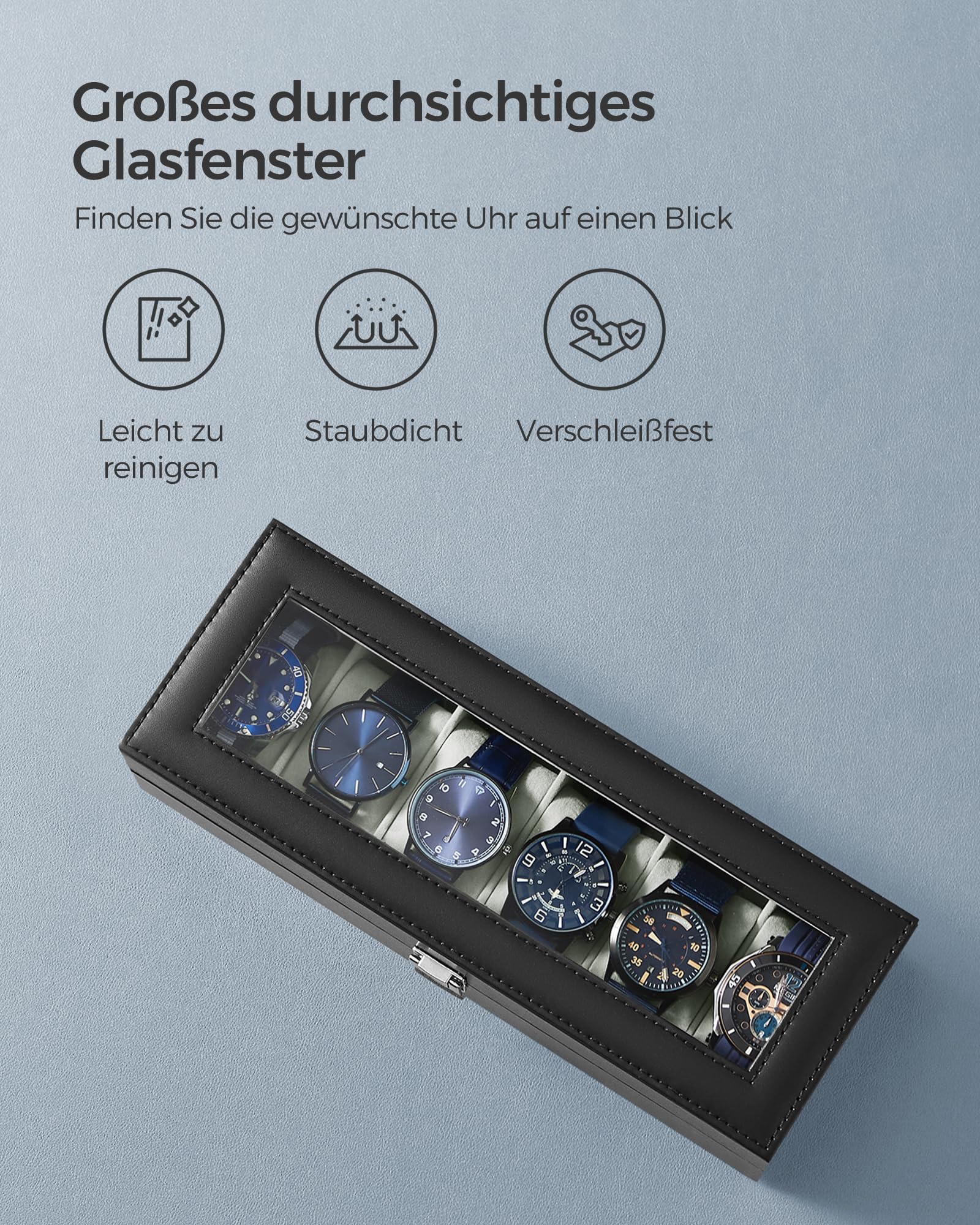 songmics-uhrenbox-jwb06bk-mit-6-f-chern-glasdeckel-schwarz image 4