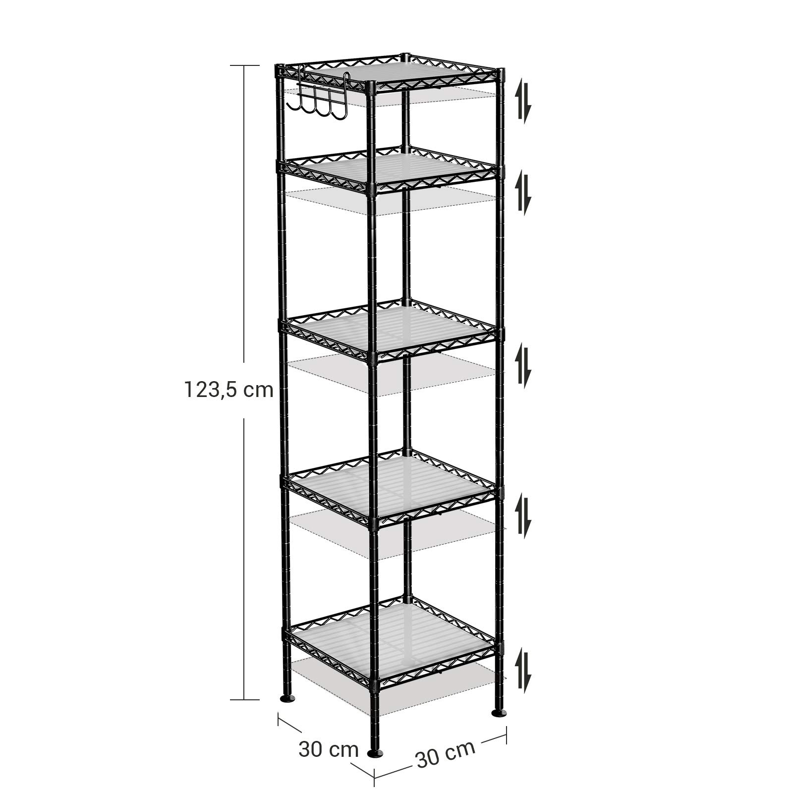 songmics-badezimmerregal-lgr23bk-standregal-5-ebenen-30-x-30-x-123-5-cm-schwarz- image 3