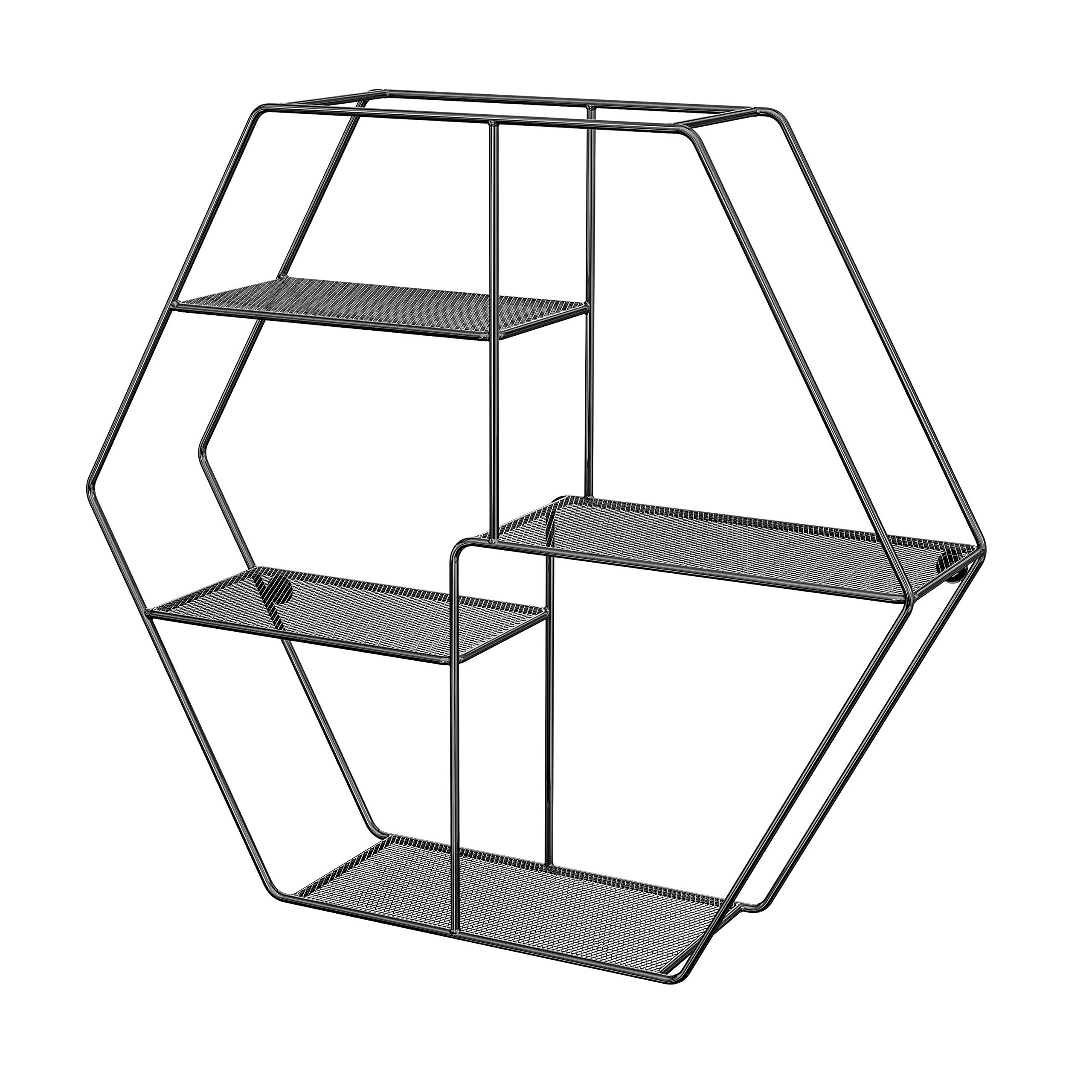 songmics-wandregal-lfs004b01-sechseckig-stahl-schwarz-60-5-cm image 1