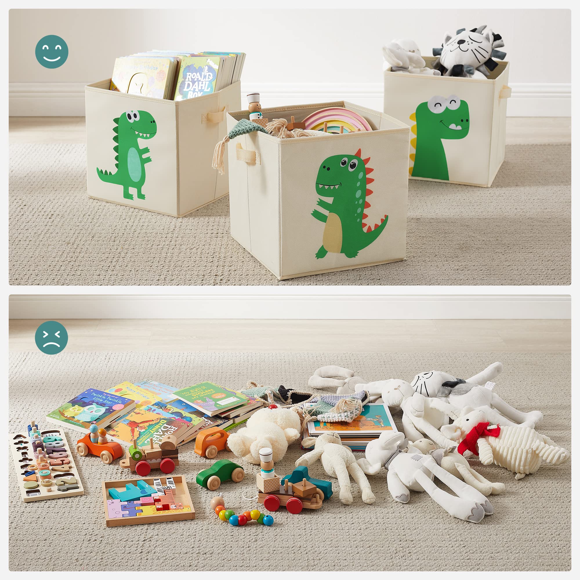 songmics-aufbewahrungsboxen-rfb704w03-3er-set-30-x-30-x-30-cm-dinosaurier-beige image 4