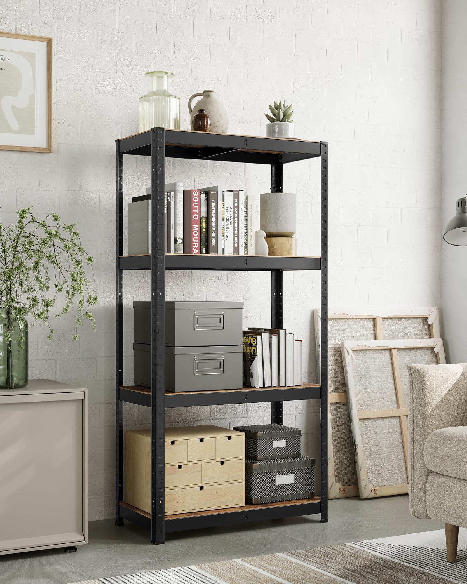 songmics-glr044b11-standregal-40-x-80-x-160-cm-vintagebraun-schwarz image 2