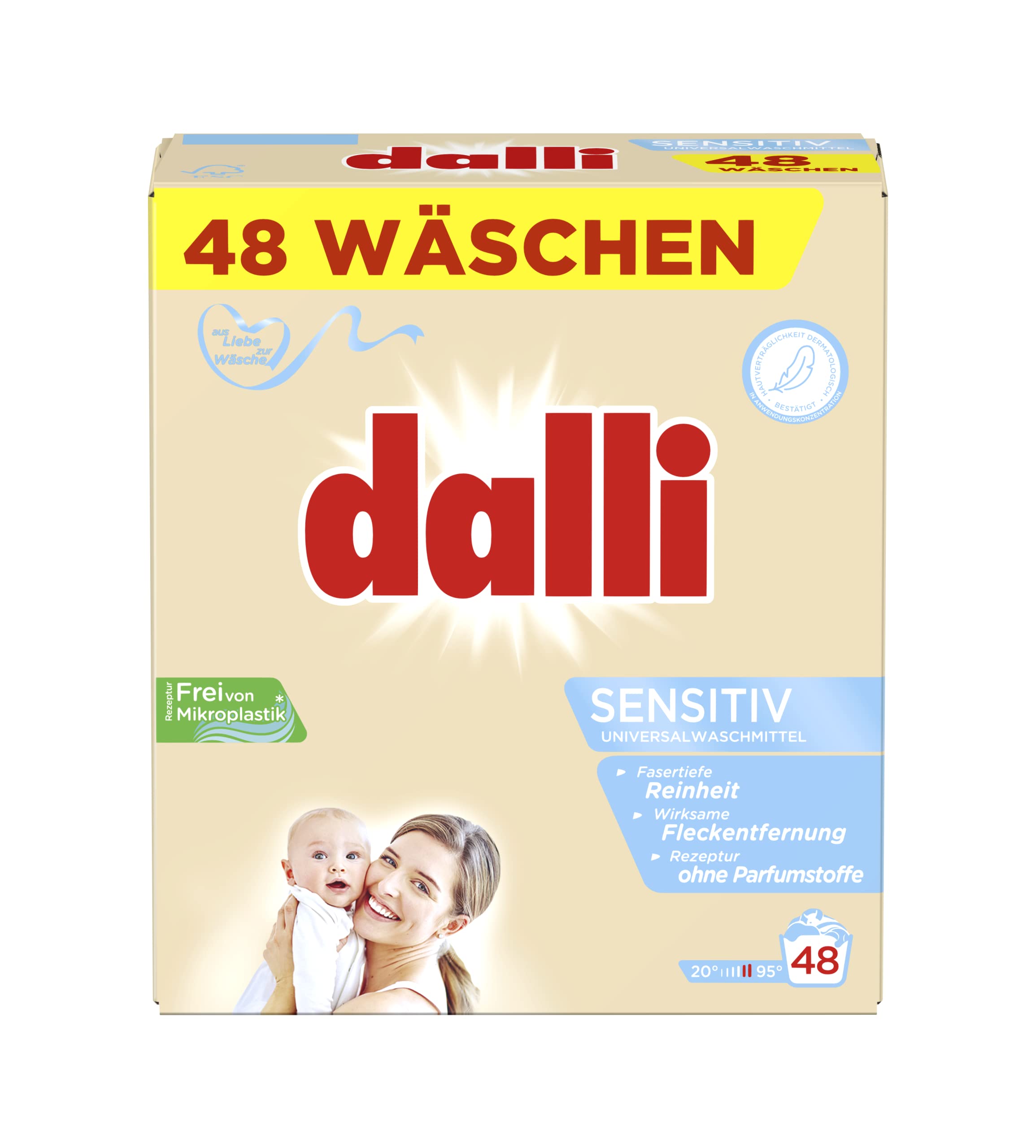 dalli-sensitiv-pulver-vollwaschmittel-unparf-miert-3-12-kg-f-r-48-waschladungen image 2