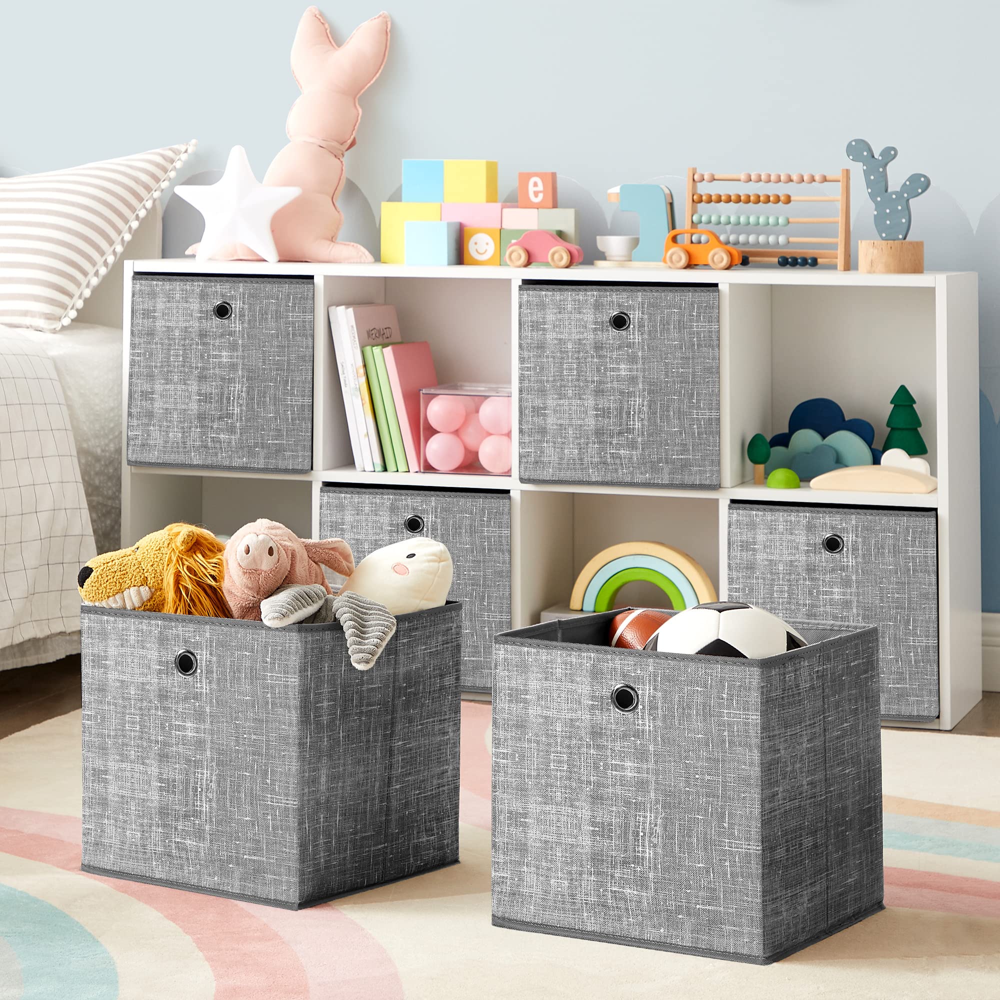 songmics-rfb02lg-3-aufbewahrungsbox-30x30x30-cm-6er-set-grau-meliert image 4