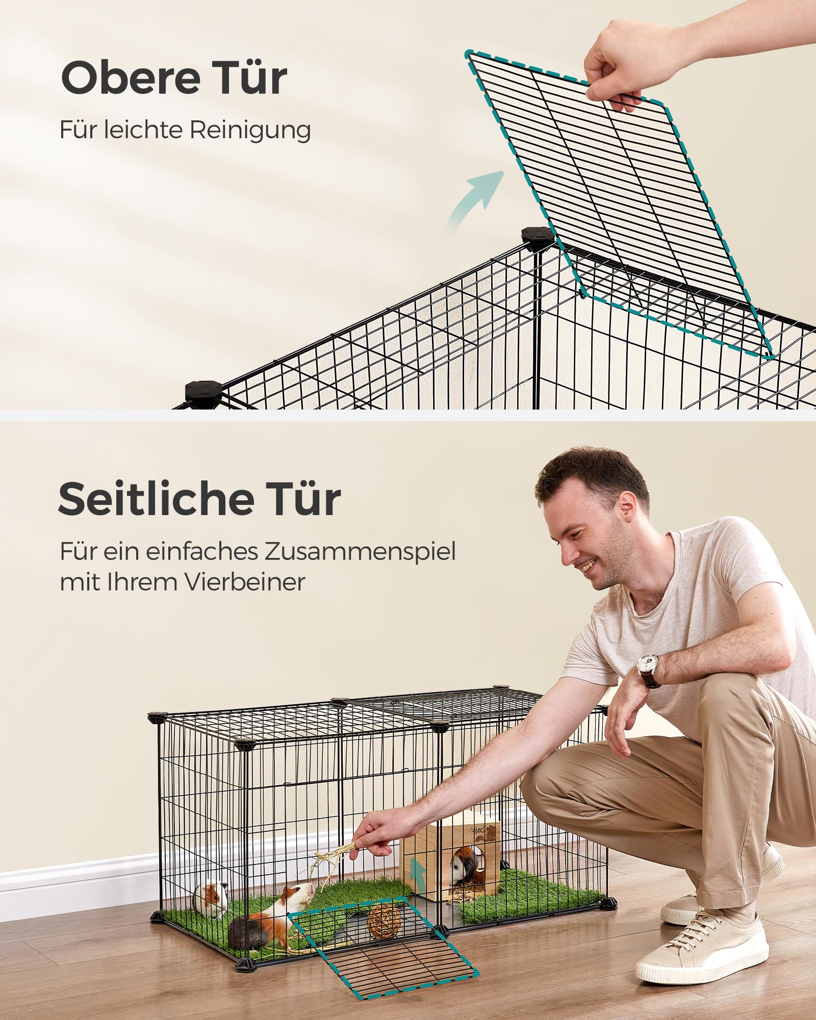 songmics-kleintierk-fig-l-laufstall-82-x-41-x-41-cm-mit-dach-und-boden-schwarz-l image 5