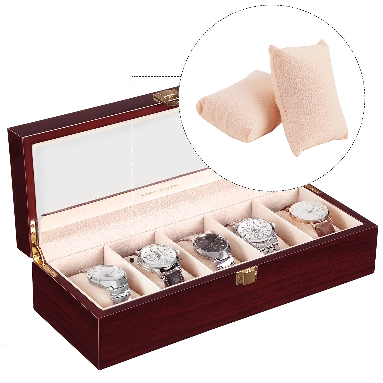 songmics-jow05rd-uhrenbox-holz-5-f-cher-mahagoni-glasdeckel image 4