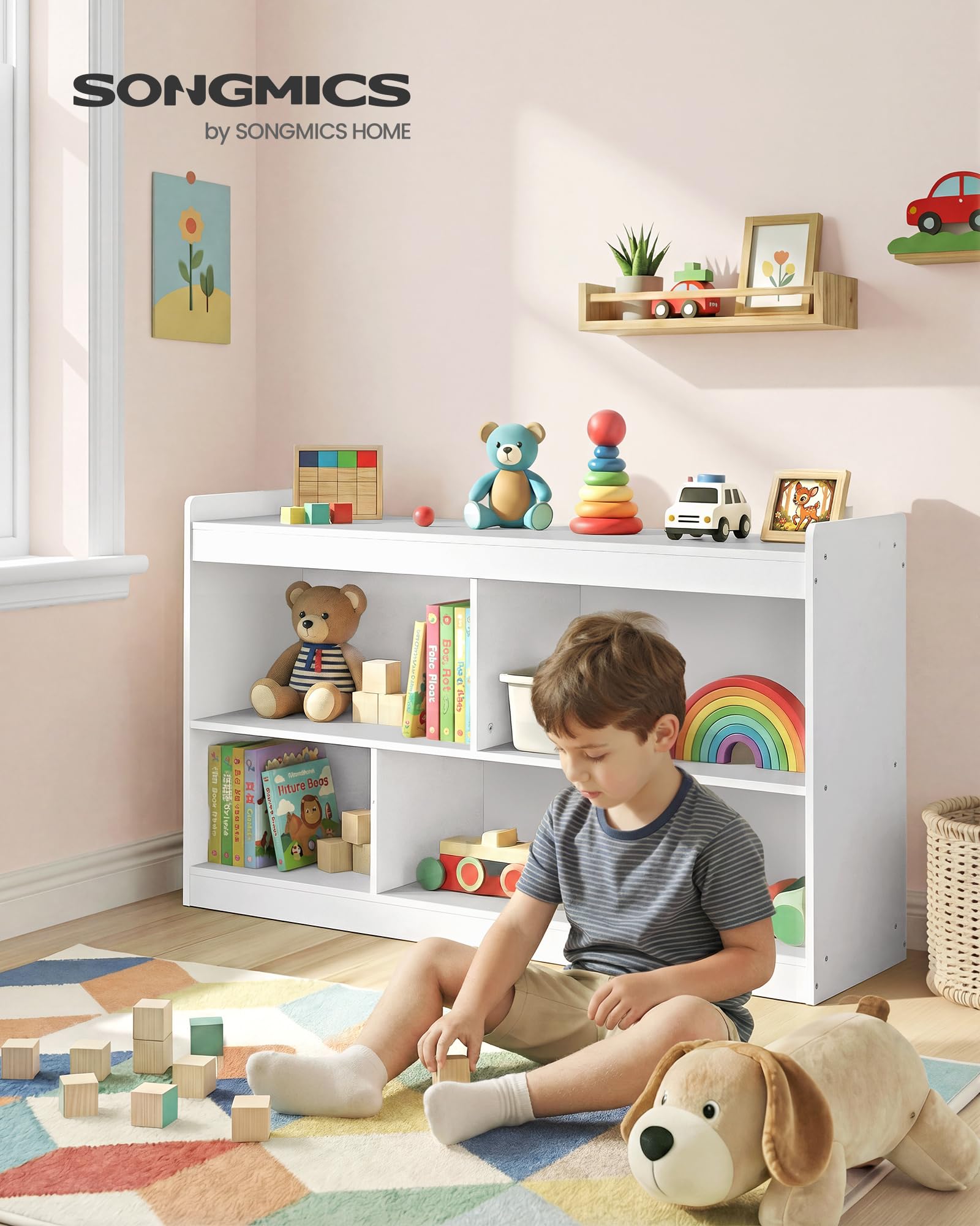 songmics-kinderregal-custos-mit-5-offenen-f-chern-spielzeugregal-30-x-112-2-x-65 image 2