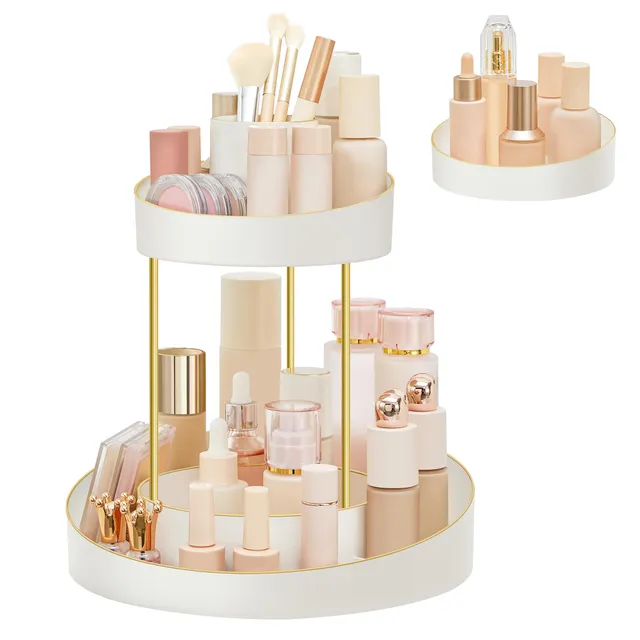 songmics-make-up-organizer-drehbar-jka027w01-2-ebenen-rund-wei-goldfarben image 1