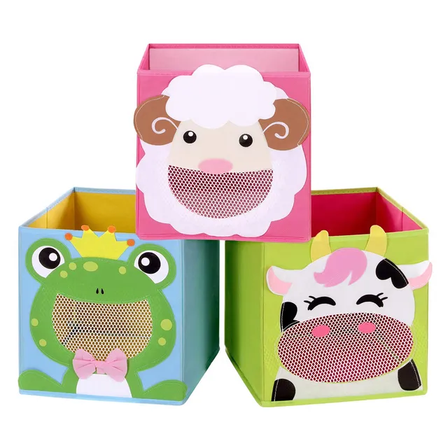 songmics-aufbewahrungsboxen-kinder-3er-set-27x27x27-cm-tiermotive-rfb01pg image 1