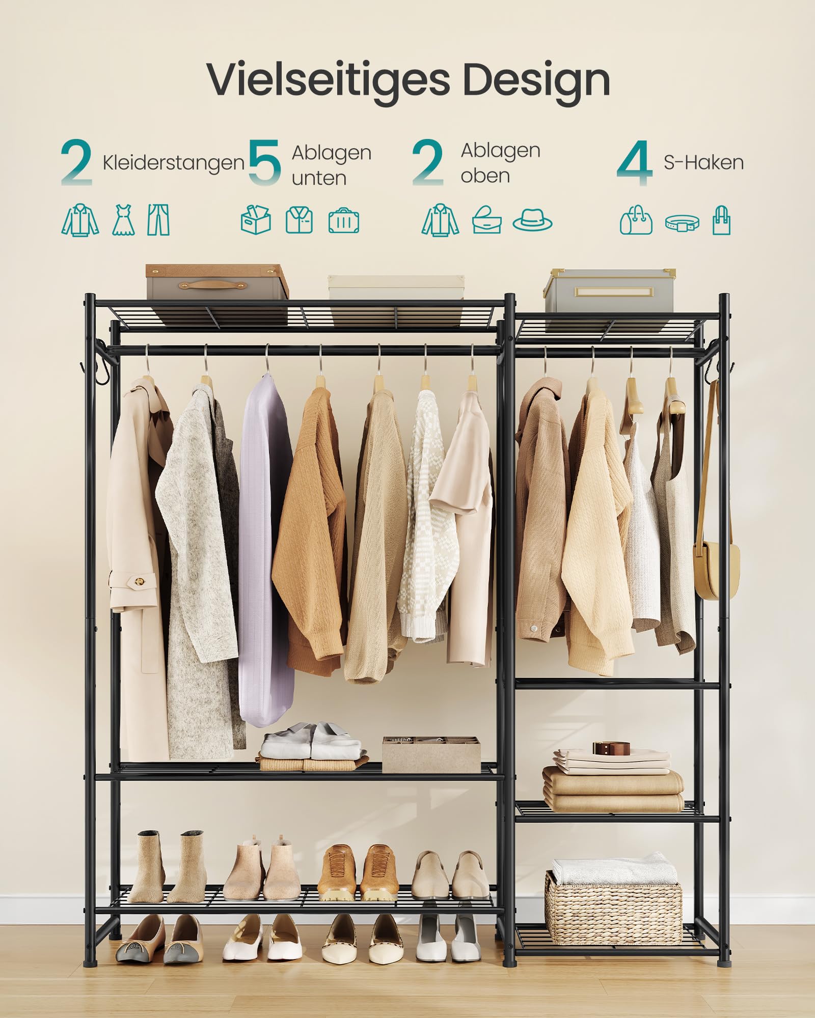 songmics-kleiderst-nder-offener-kleiderschrank-lgr010bz01-schwarz-mit-7-ablagen image 3