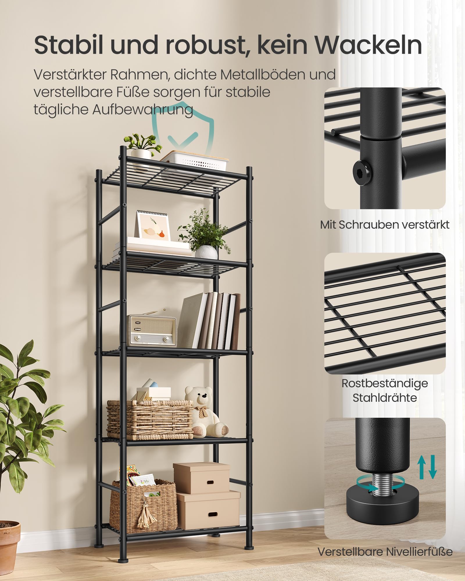 songmics-standregal-metallregal-5-ablagen-40-x-30-x-144-cm-mattschwarz image 7