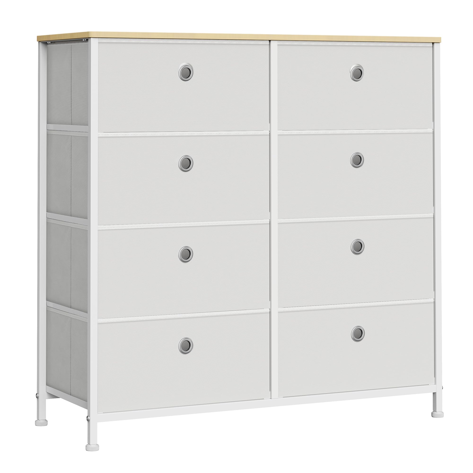 songmics-kommode-lts024w57-8-stoffschubladen-metallrahmen-cremewei-eiche image 1