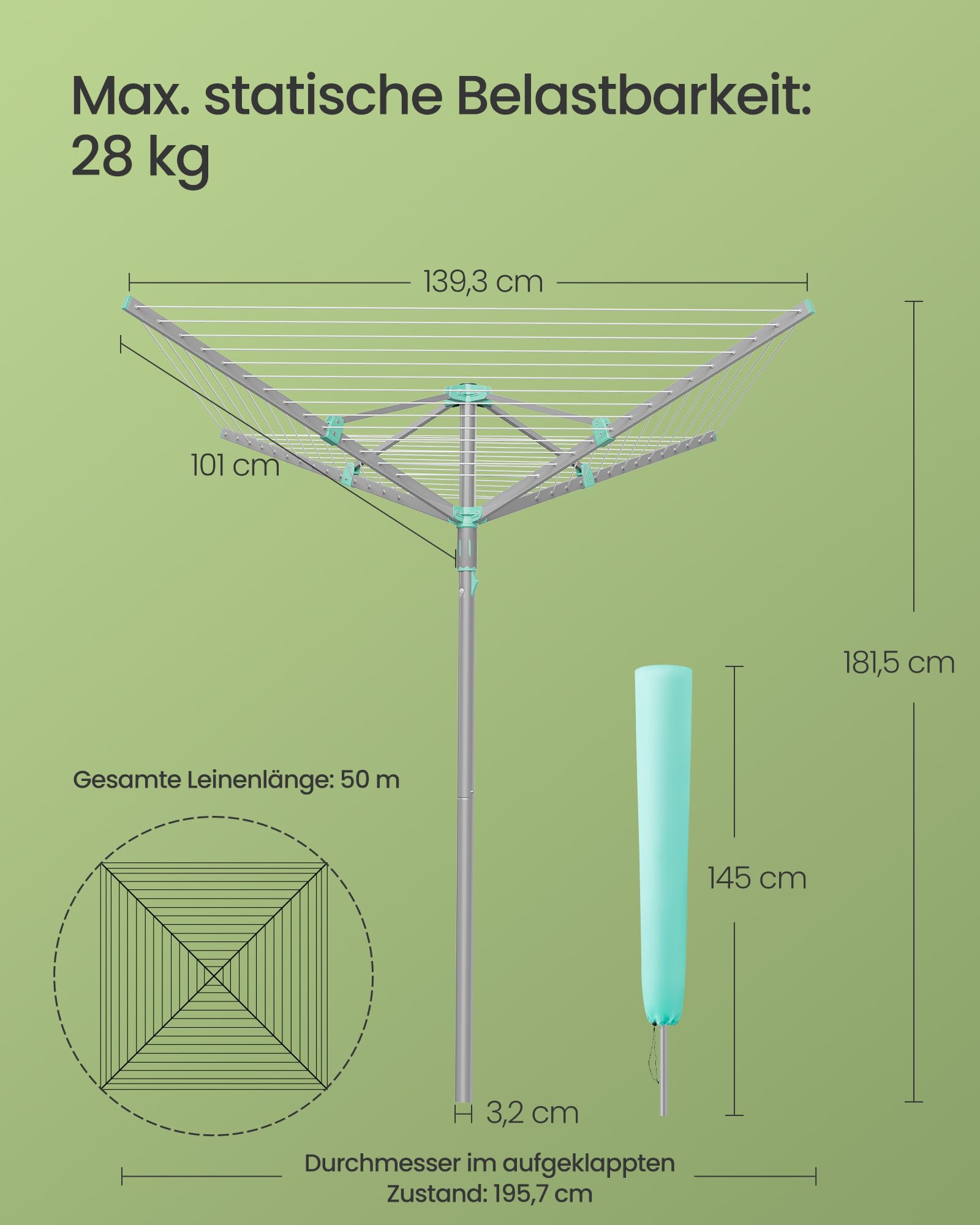 songmics-w-schespinne-50-m-drehbar-klappbar image 6