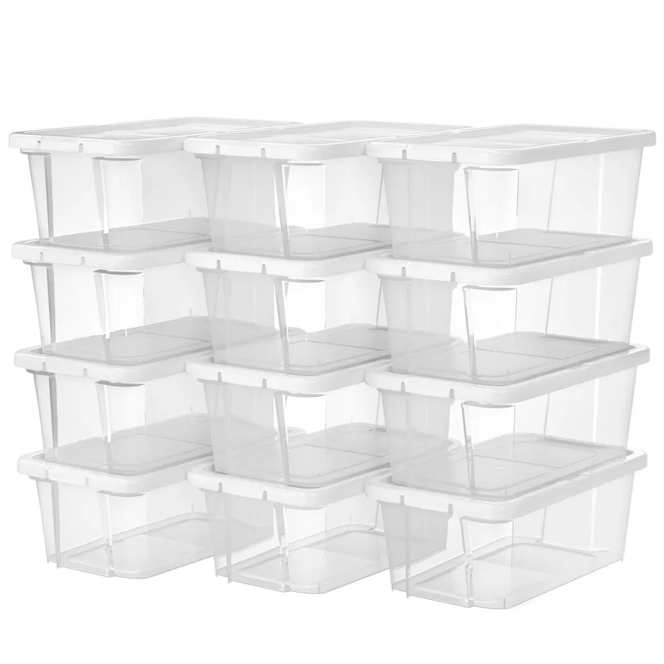 songmics-lsp12wt-aufbewahrungsbox-mit-deckel-12er-set-transparent-wei image 1