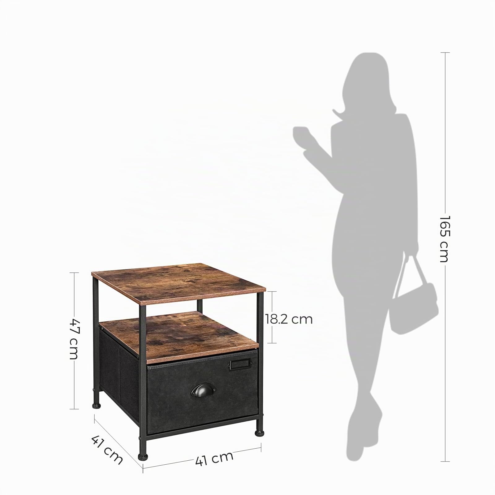 songmics-nachttisch-lvt02h-mit-schublade-und-2-ablagen-vintagebraun-schwarz image 3