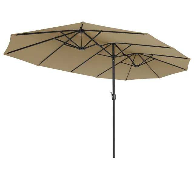 songmics-doppelsonnenschirm-gpu36br-460-x-270-cm-upf-50-mit-kurbel-taupe-ohne-st image 1