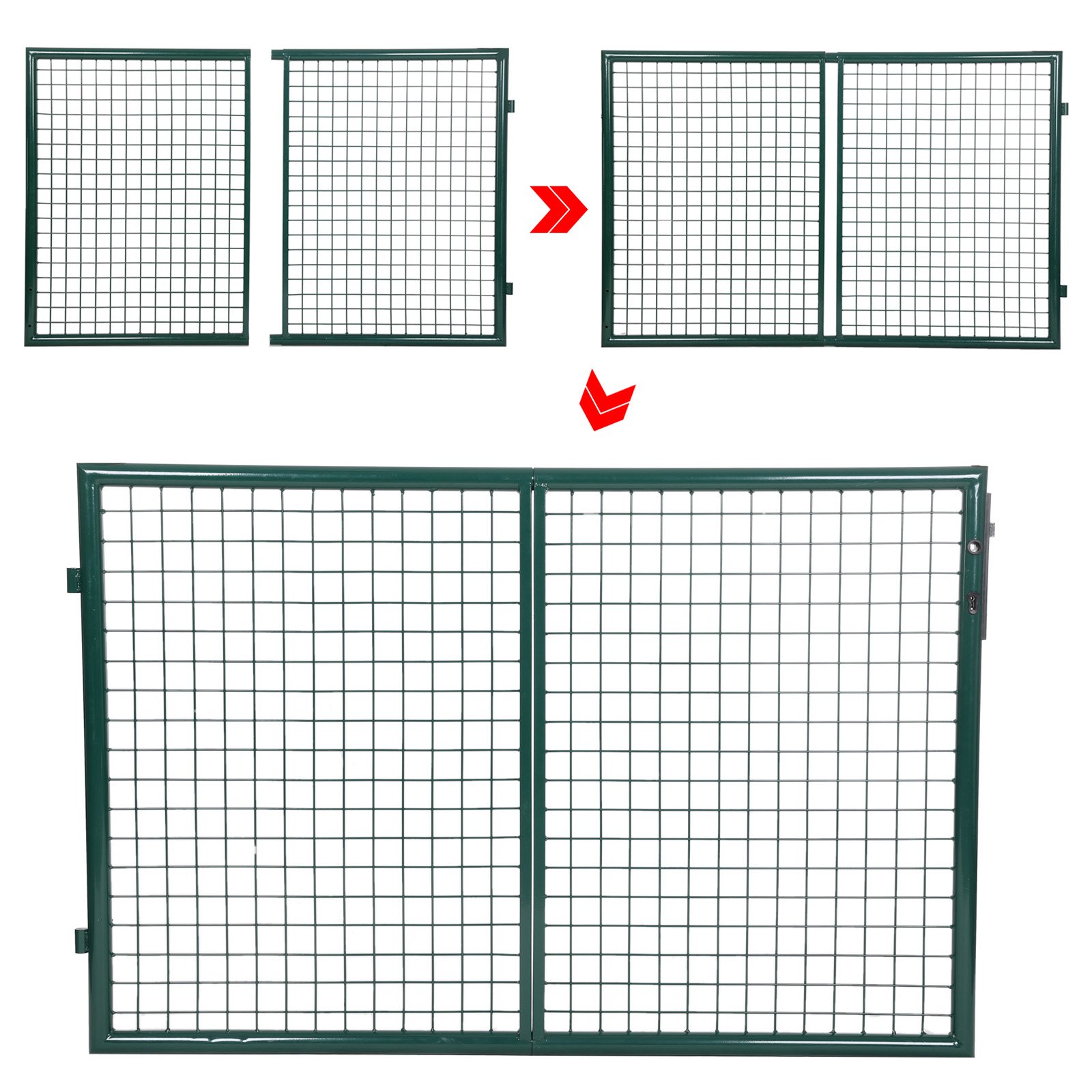 songmics-doppeltor-gartentor-ggd300g-310-x-100-cm-gr-n-mit-schloss-und-3-schl-ss image 6