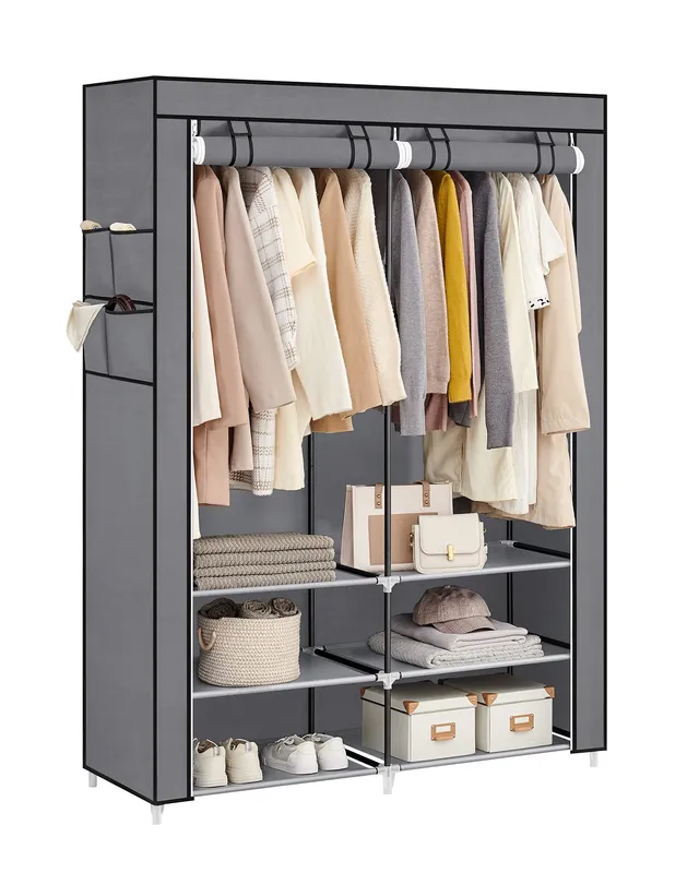 songmics-stoffschrank-kleiderschrank-45x127x176-cm-2-h-ngef-cher-grau-ryg008g02 image 1