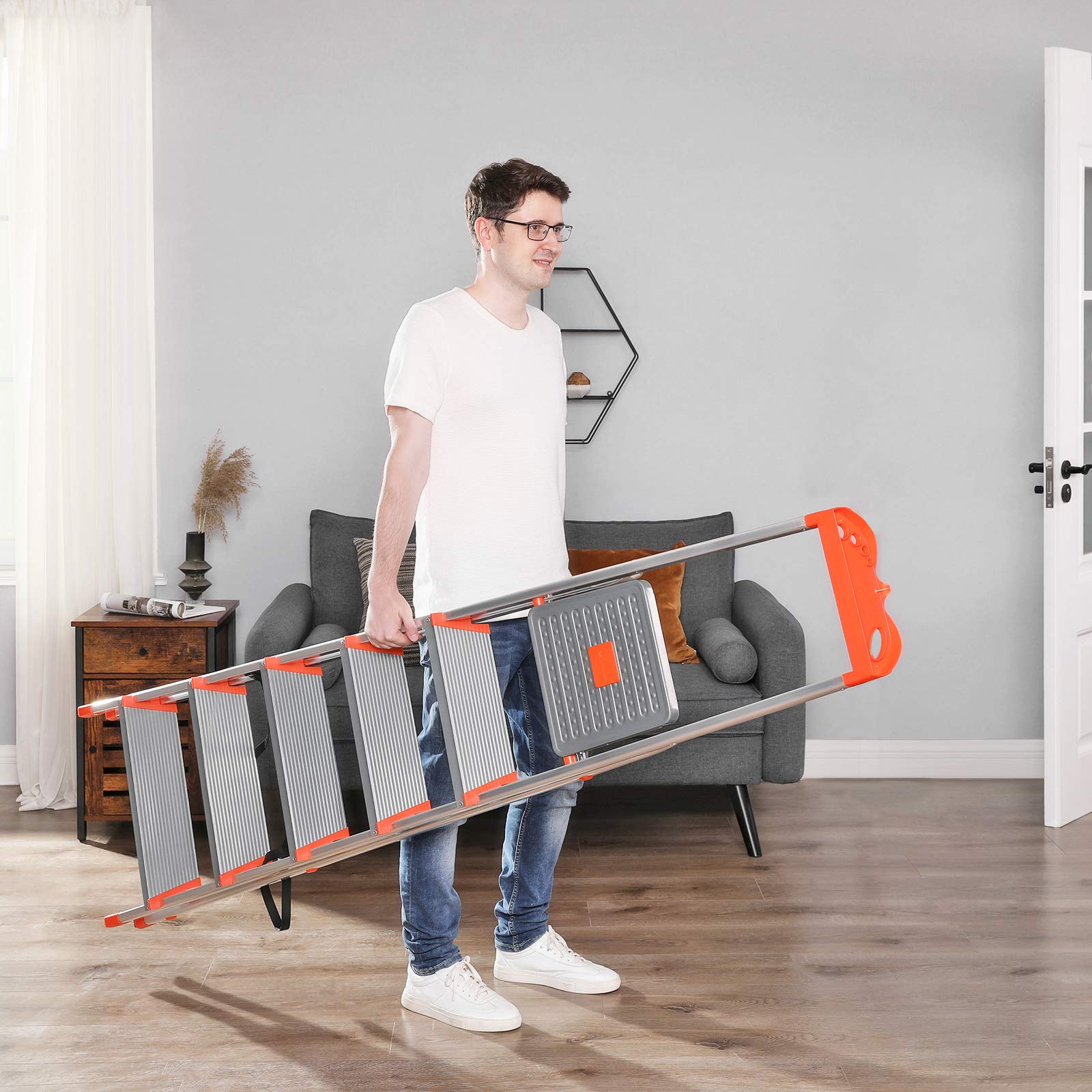 songmics-trittleiter-6-stufen-glt006wt01-aluleiter-186-cm-bis-150-kg-grau-orange image 8