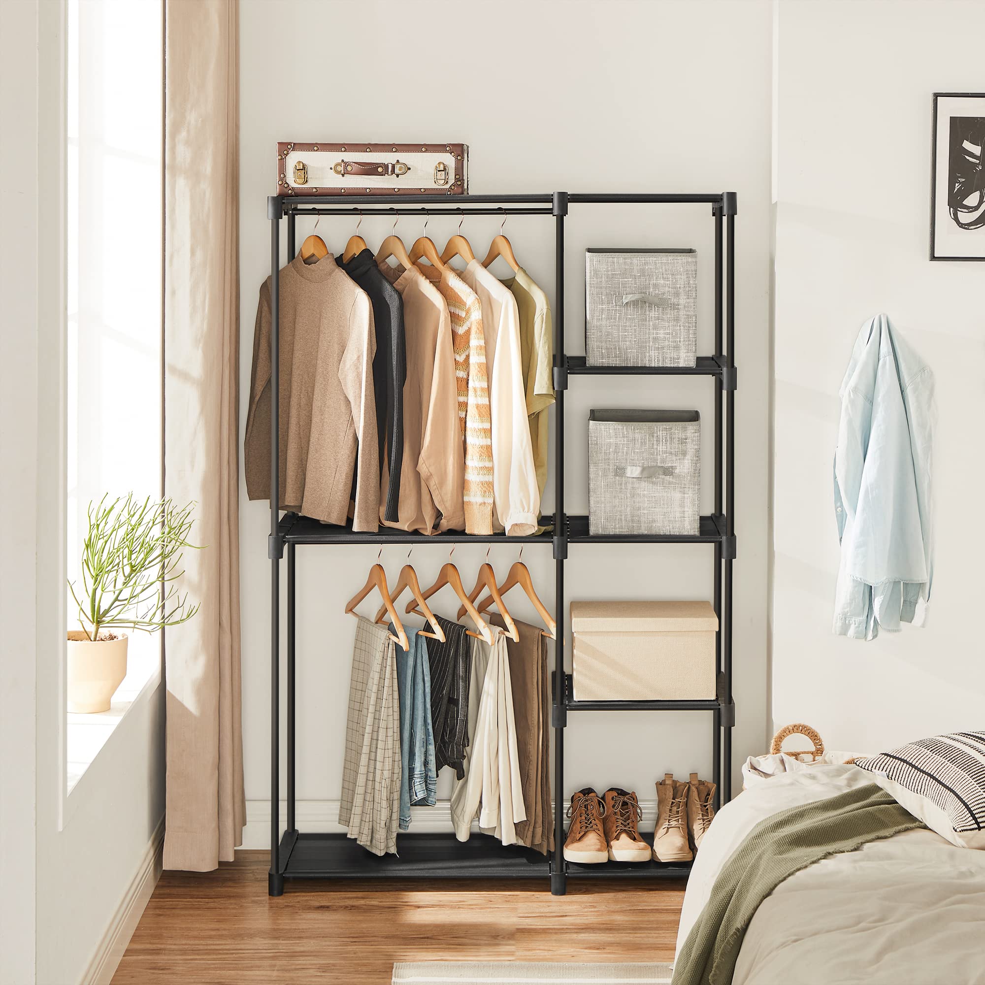 songmics-kleiderschrank-offen-ryg24bk-kleiderst-nder-112-x-43-x-165-cm-schwarz image 2